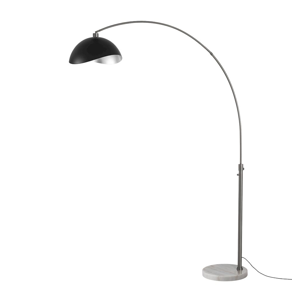 NOVA of California Luna Bella Arc Lamp – Black Nickel White Marble Base Matte Black/Silver Steel Sansujyuku sansujyuku.com