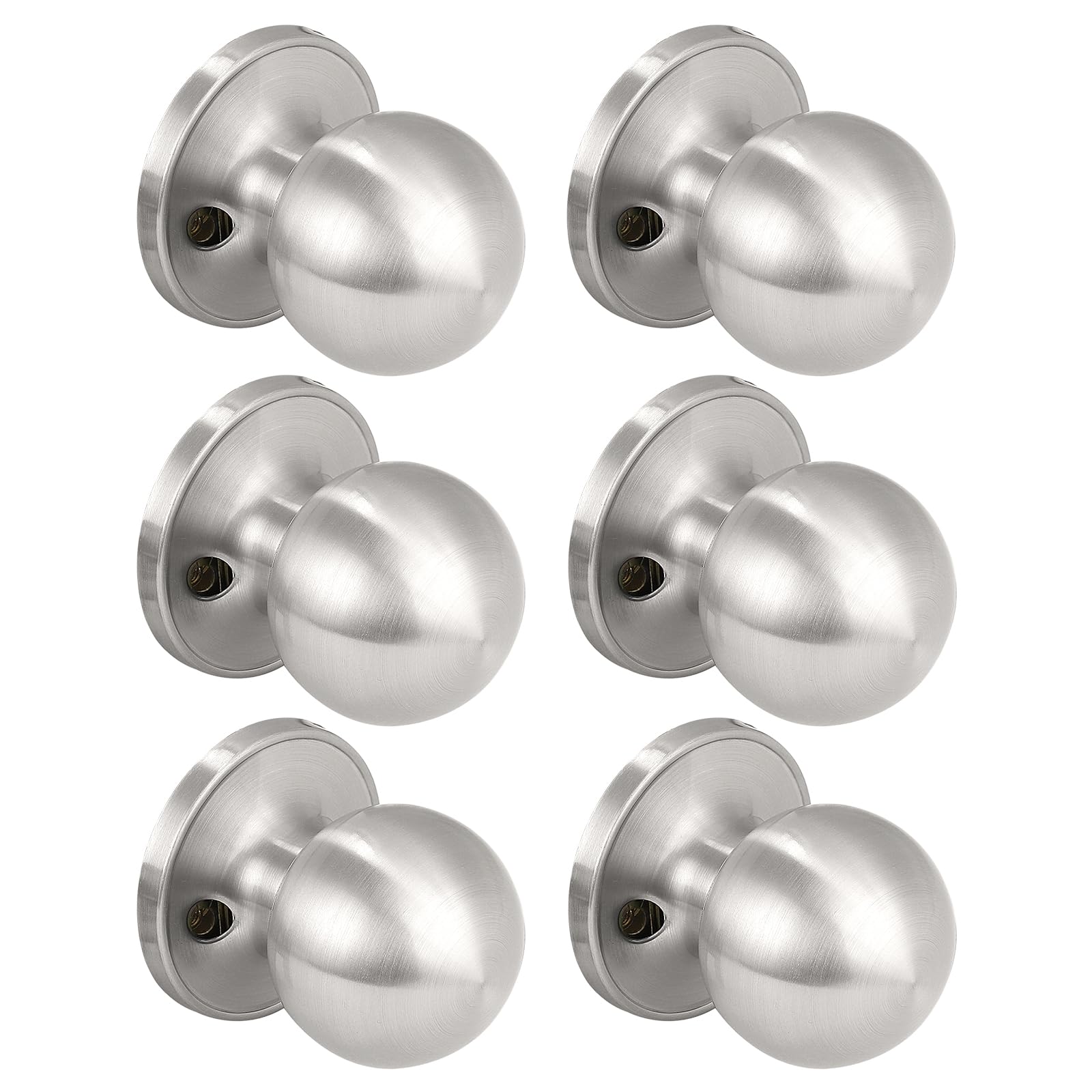 LILILIAN FMY  Brushed Nickel Dummy Door Knobs Single Sided Interior Door Knob for Closet and Hallway Doors Keyless Non Turning Round Ball Shape