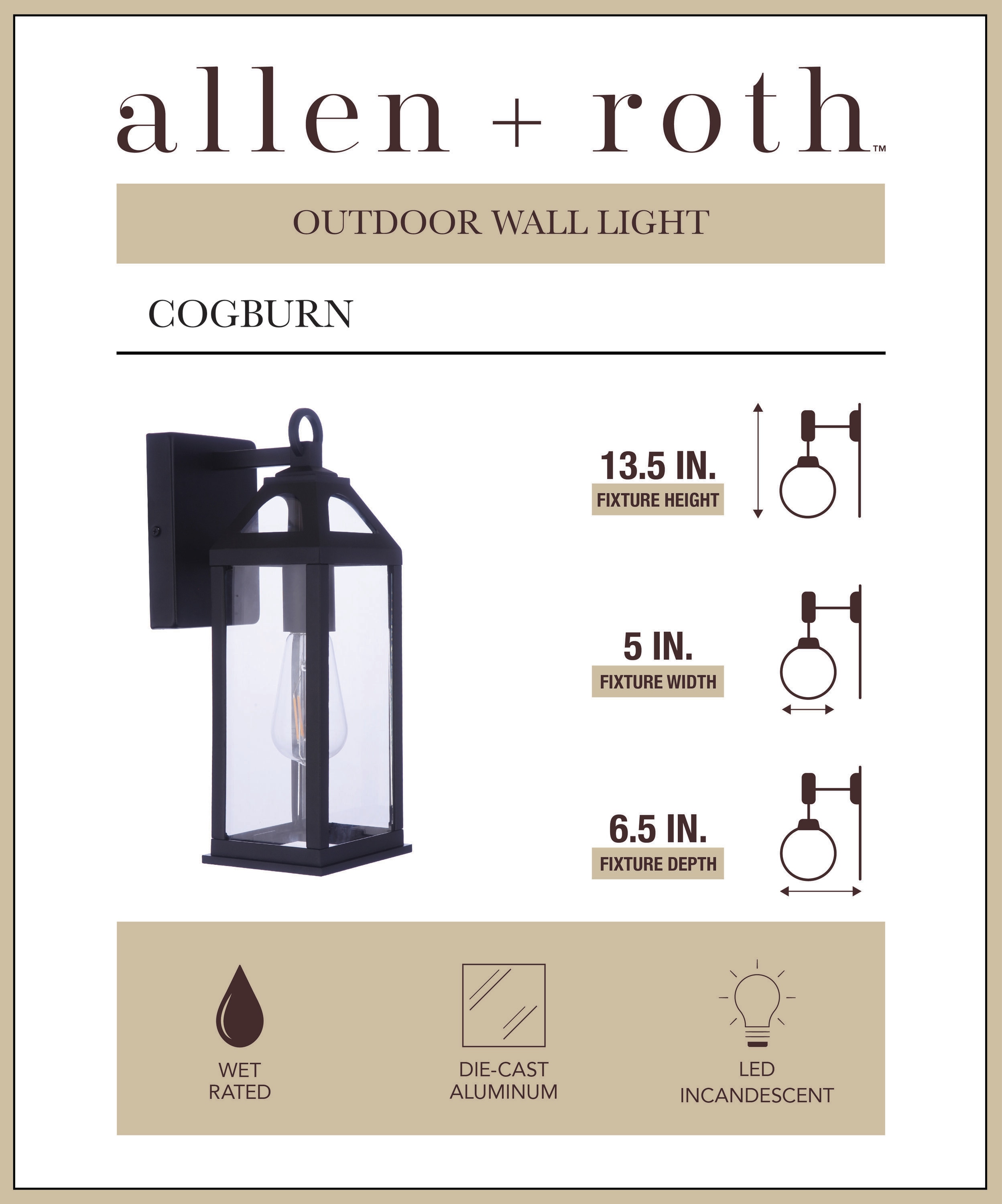 allen + roth WLS144BK Outdoor-Wall-Lighting - View #2