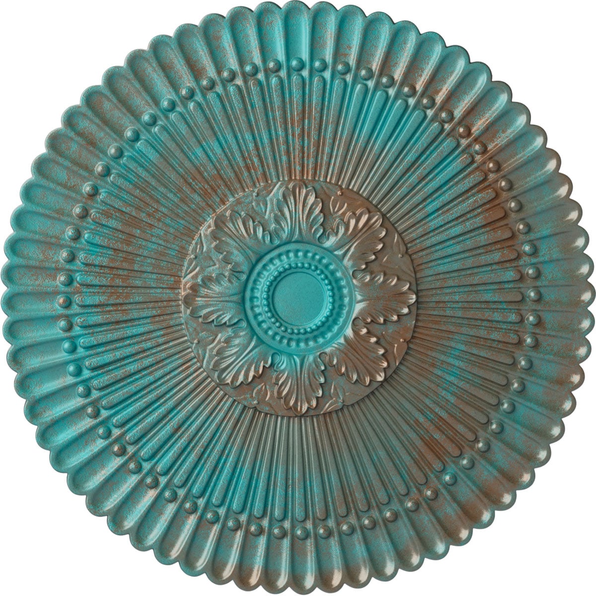 Ekena Millwork CM30NECGS Nexus 30-in W x 30-in L Painted Copper Green Patina Polyurethane Whole Ceiling Medallion