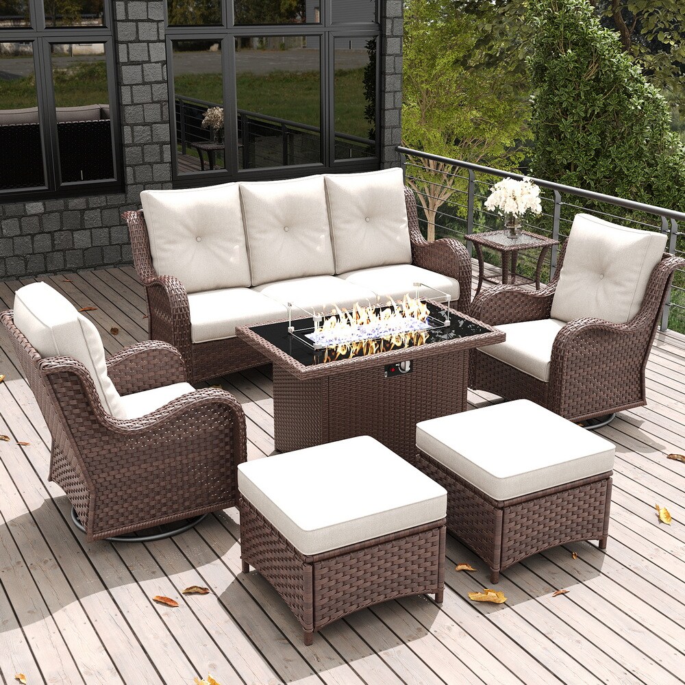 LayinSun FP6003A-BRBEIGE-7PWT Patio-Conversation-Sets - View #7
