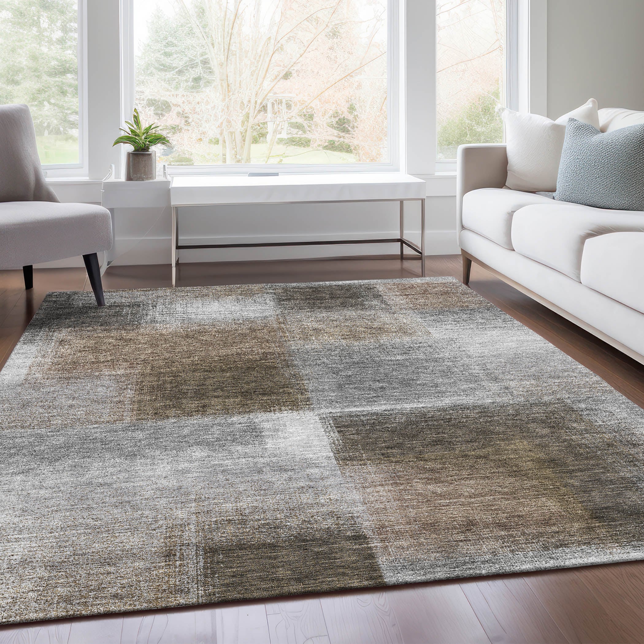 Addison Rugs ACN742SV3X5 Chantille ACN742SV 3 x 5 (ft) Polyester Silver Rectangular Indoor/Outdoor Geometric Machine washable Area rug