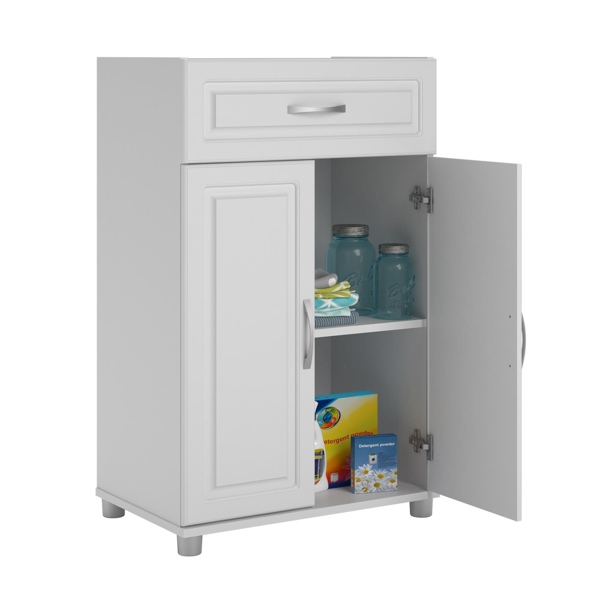  Ameriwood Home Kendall 24 3 Drawer Base Cabinet in White :  Home & Kitchen