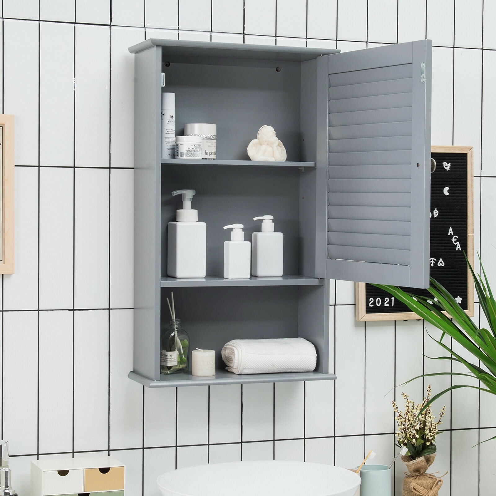 Forclover HYFC-BA597GR Bathroom-Wall-Cabinets - View #3