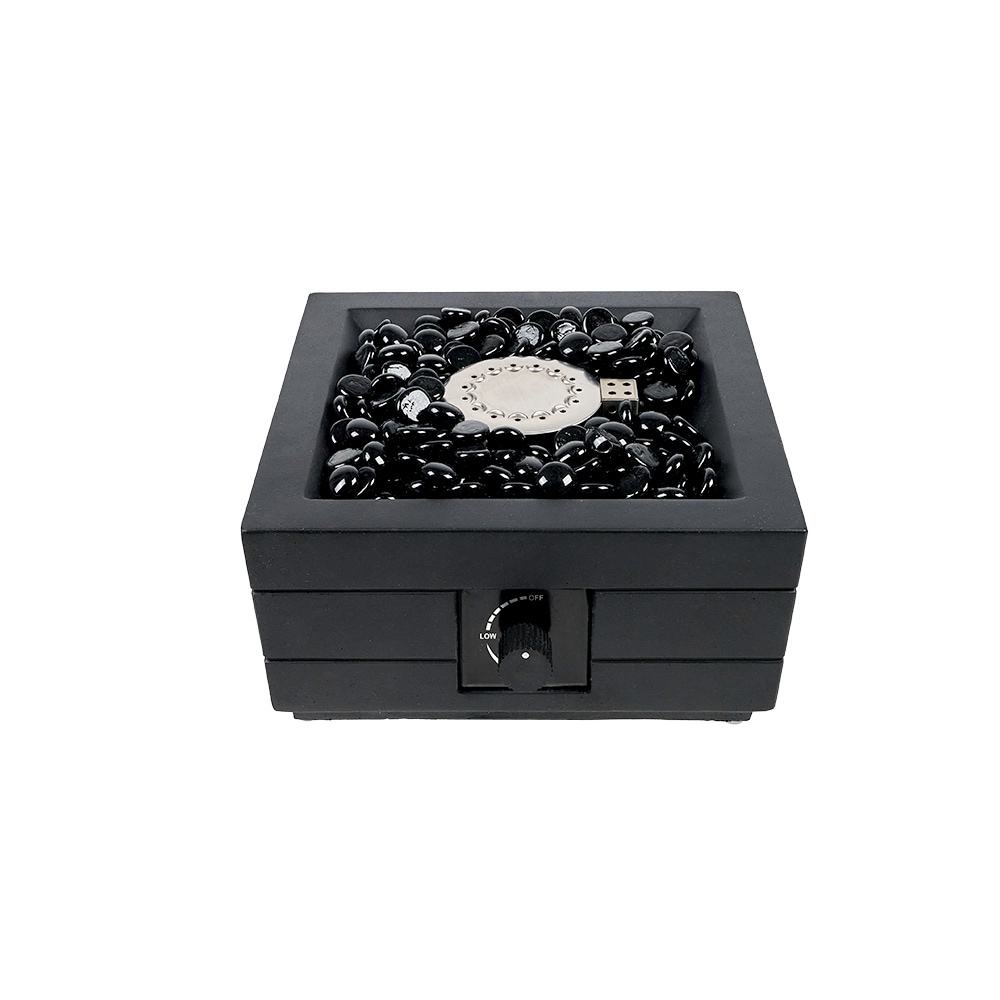 allen + roth GAT17001ES-L 10-in W Black Portable Steel Square Tabletop Liquid propane Fire pit