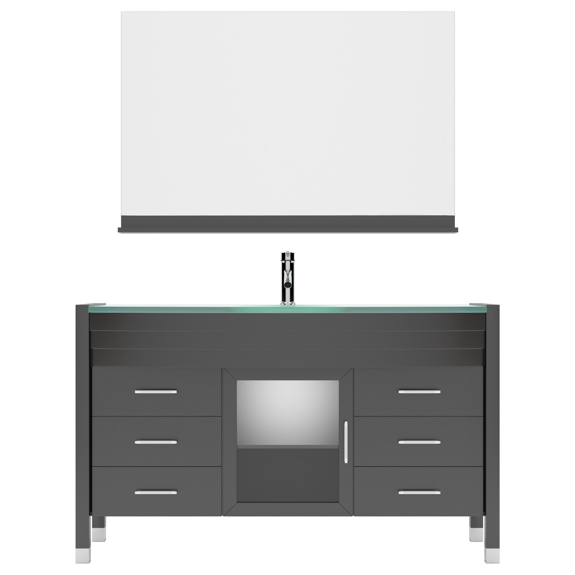 Virtu USA MS-5055-G-ES Ava 55-in Espresso Single Sink Bathroom Vanity with Aqua Tempered Glass Top (Mirror Included)