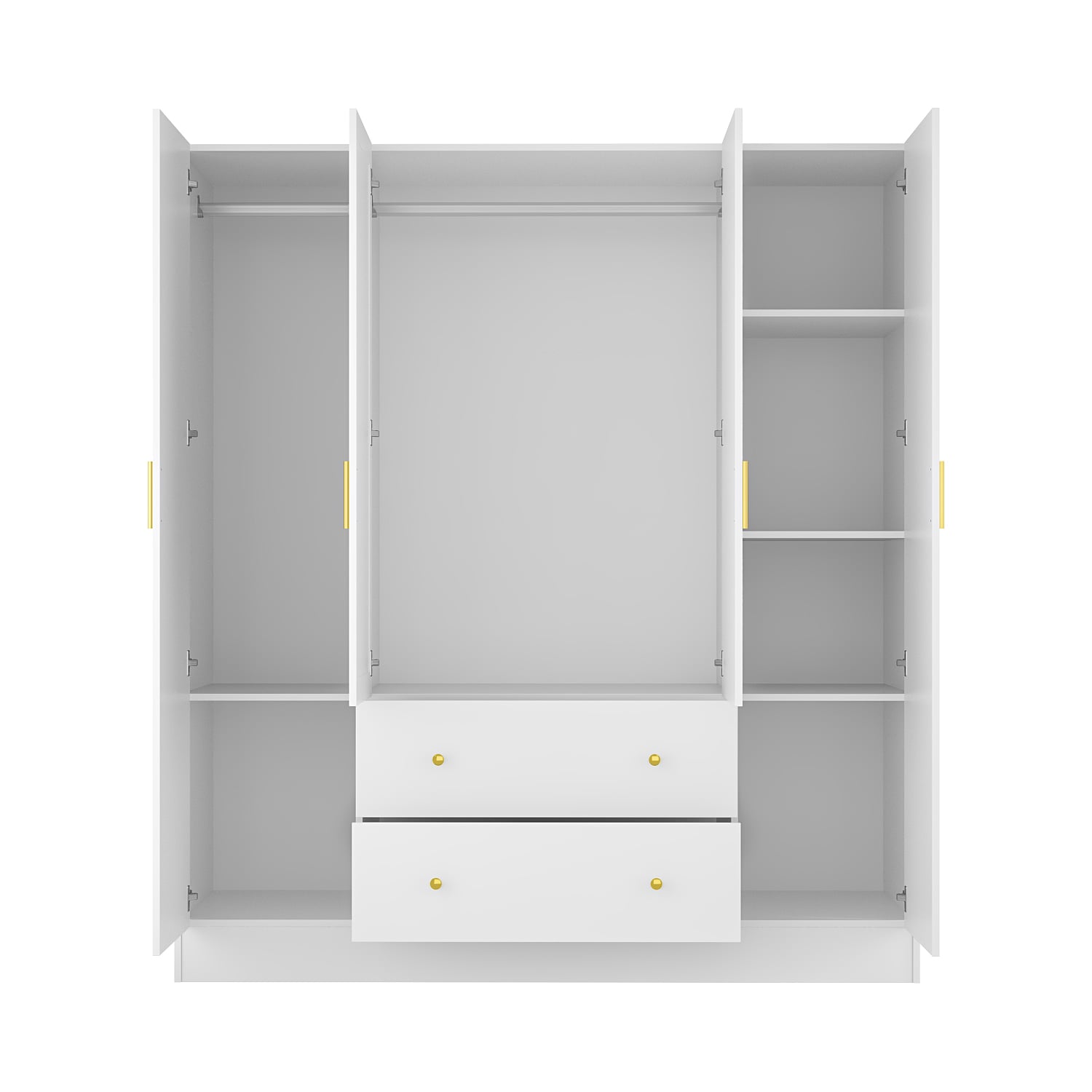 FUFU&GAGA Contemporary 3-Door Wardrobe Closet with 4 Shelves and Hanging Rod - White Finish, Assembly Required | J-JX0151-01+02
