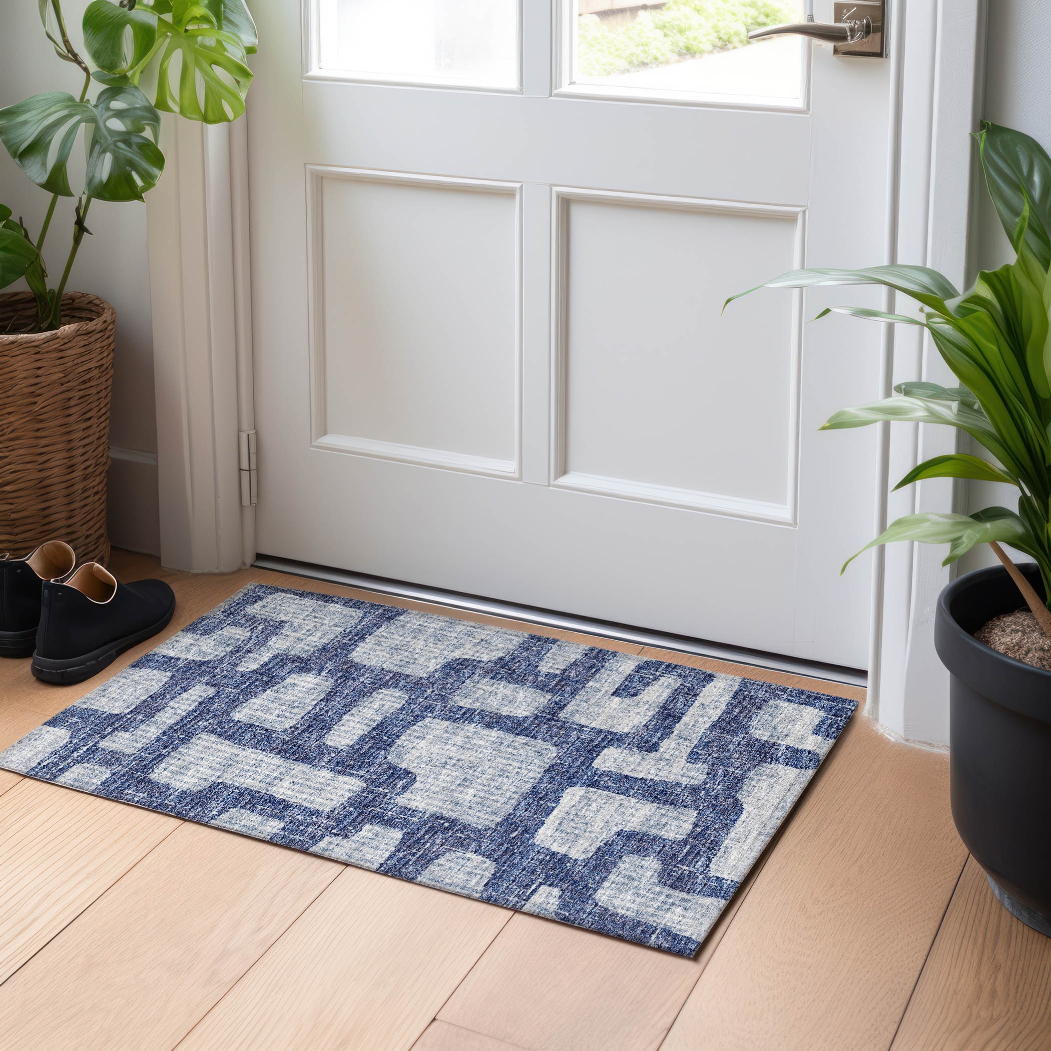 Addison Rugs AMF110BL20X30 Mayfield AMF110BL 2 x 3 (ft) Loomed Blue Rectangular Indoor Abstract Machine washable Pet Friendly Area rug