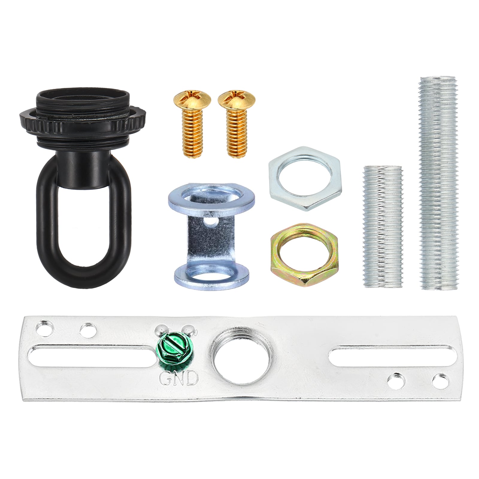 PATIKIL 4inch Universal Light Fixture Cross Bar Kit 1/4 IP Center Ceiling Light Plate Mounting Bracket Canopy Hardware Repair Set with Screw Loop Black