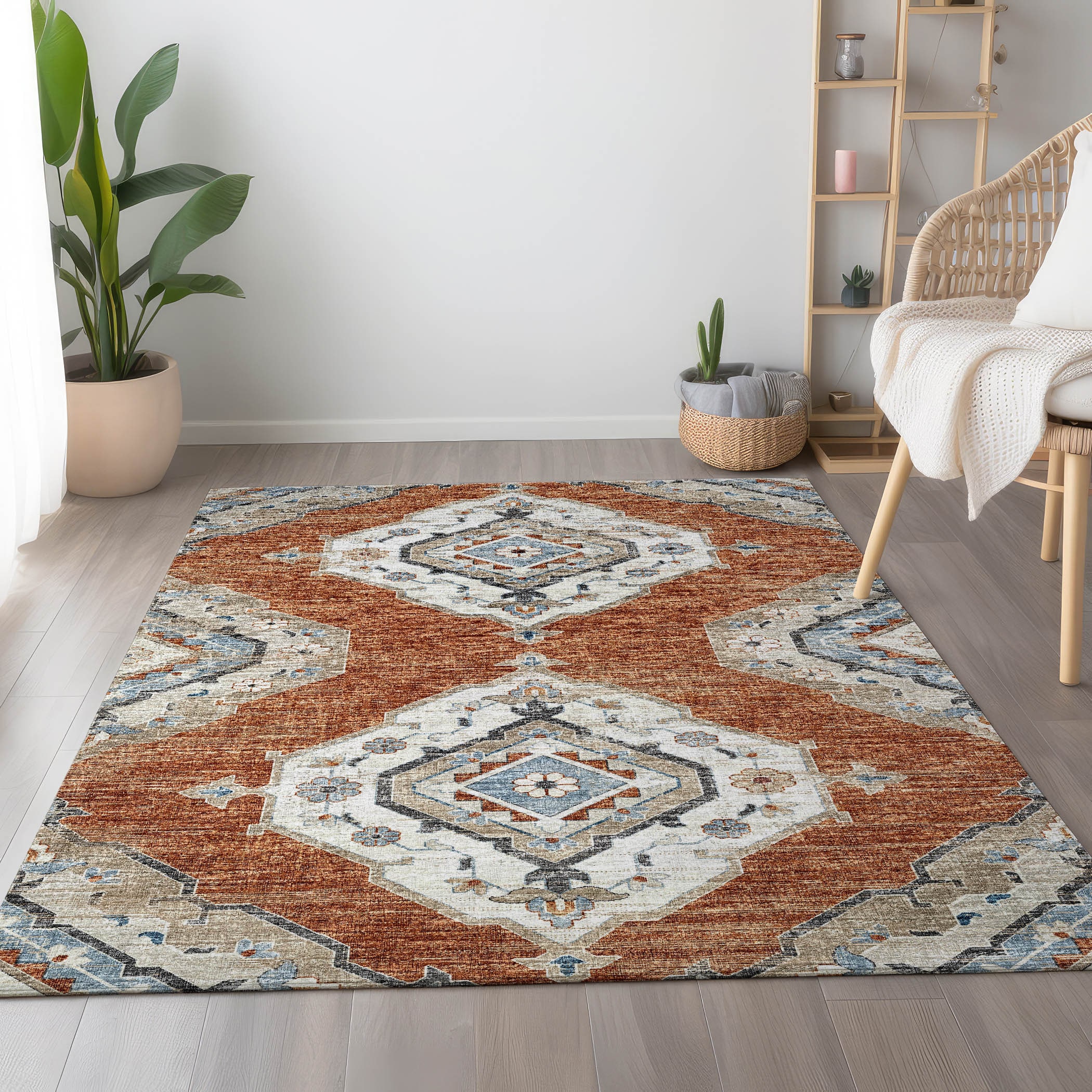 Addison Rugs AMF91CL8X10 Mayfield AMF91CL 8 x 10 (ft) Loomed Polyester Clay Rectangular Indoor Abstract Machine washable Area rug