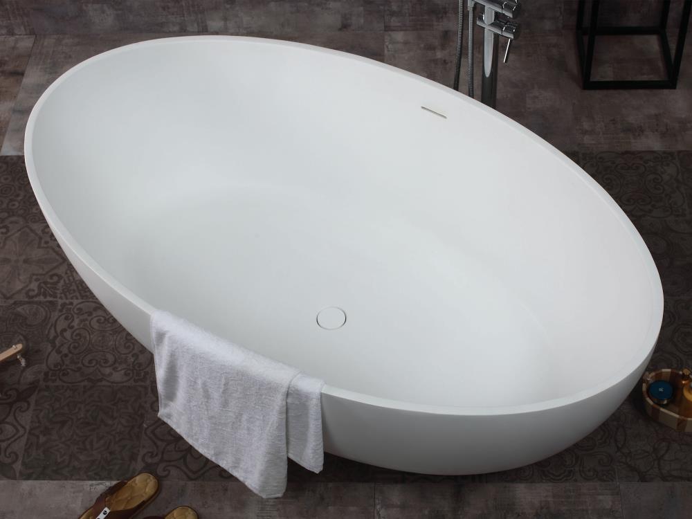 67'' Matte White Resin Freestanding Soaking Bathtub