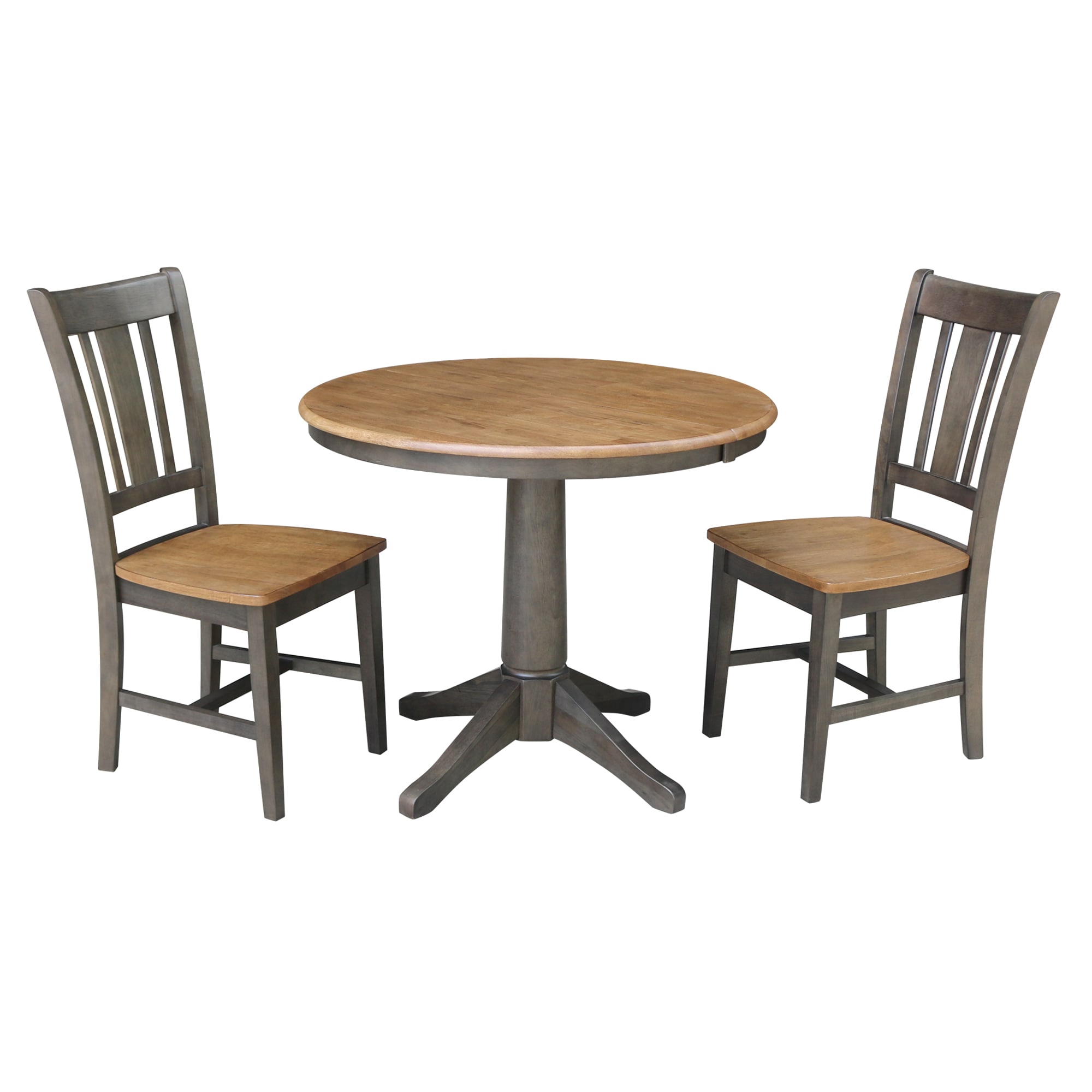 International Concepts K45-36RXT-27B-C10-2 Hickory/washed coal Traditional Dining Room Set with Round Table ( Seats 4 )