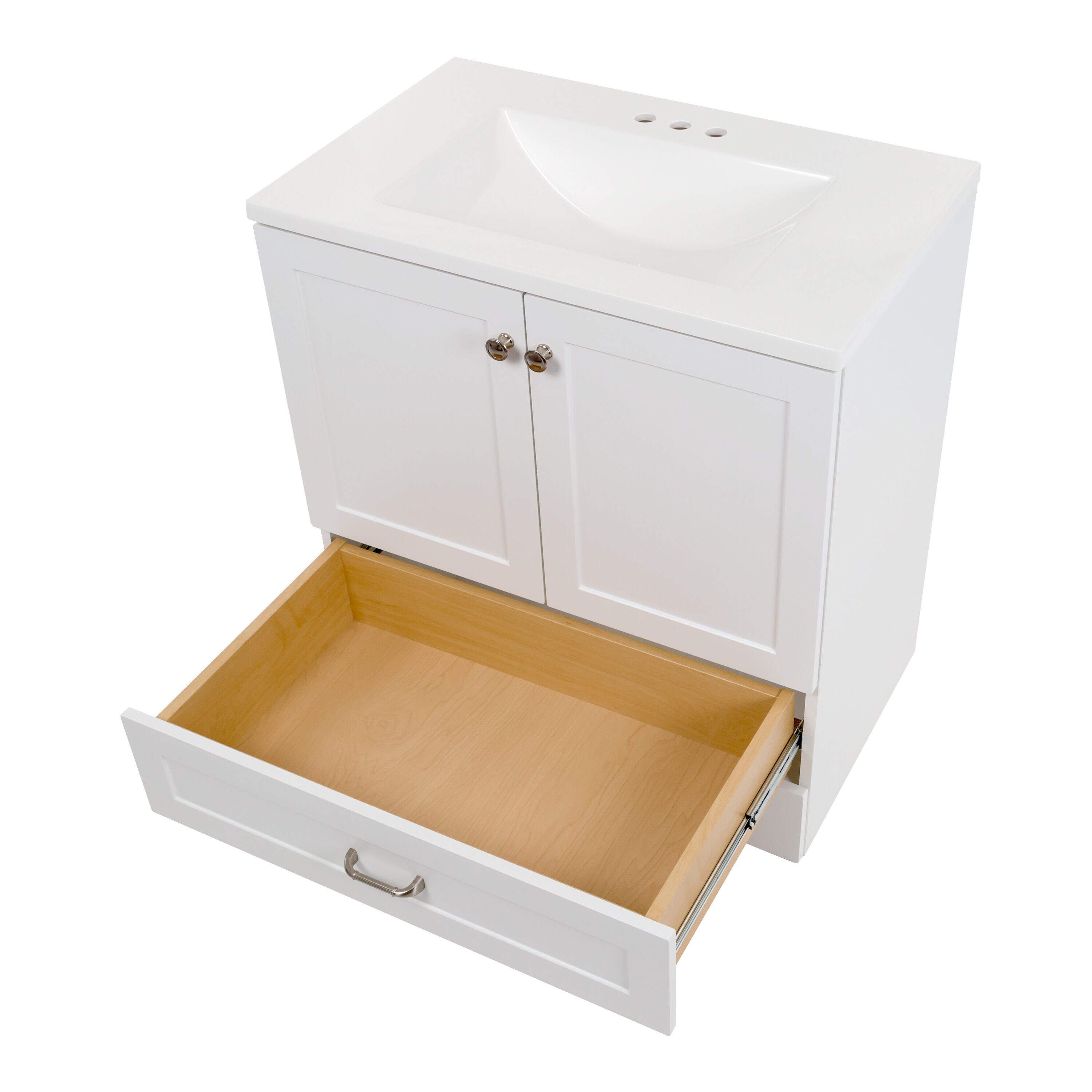 Diamond NOW Cassidy 30-in White Single Sink Bathroom Vanity with White ...