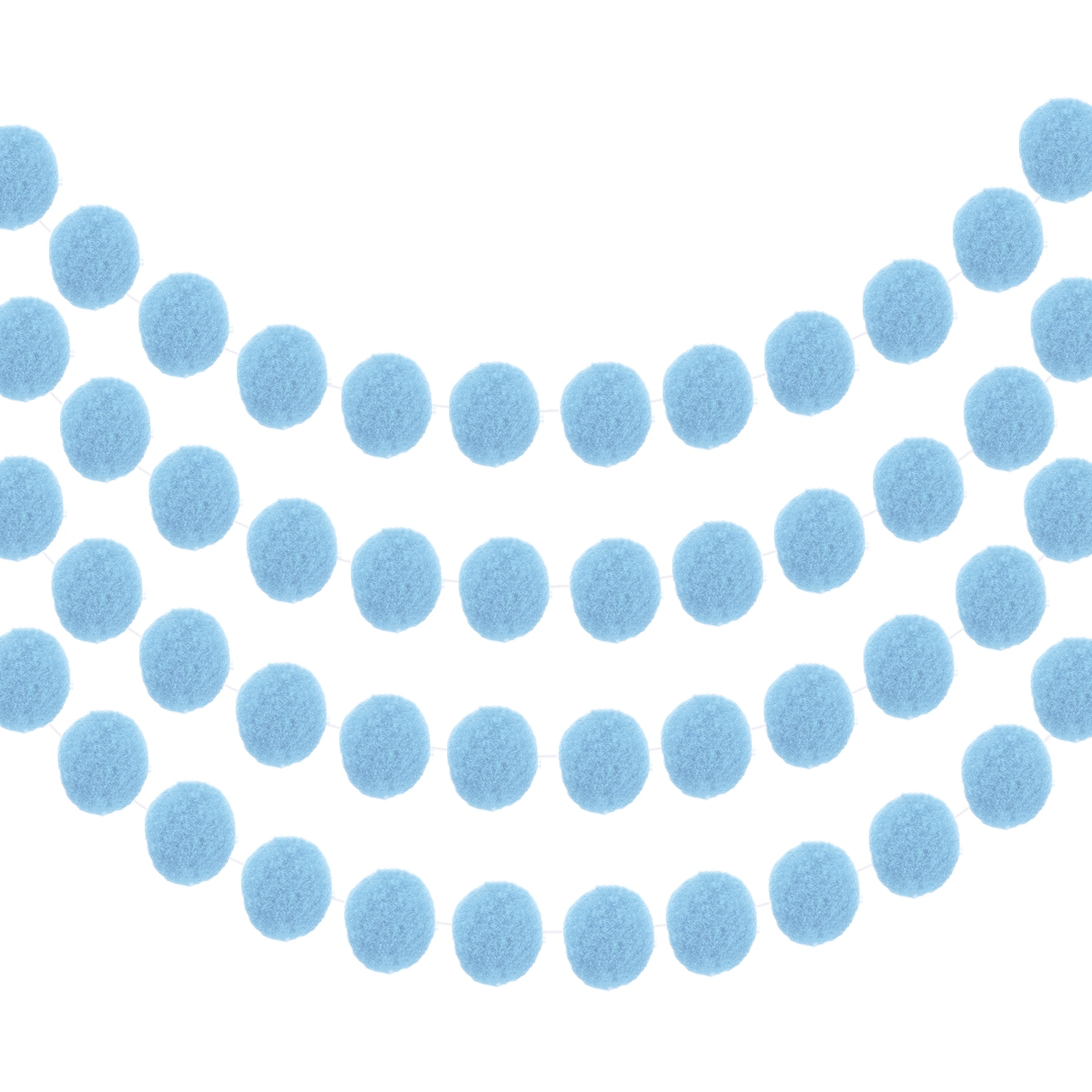 Unique Bargains 4pcs Felt Ball Garland Light Blue Pom Pom Garland Handing Balls 6.6 Feet Long 30 Balls Party Banner Decor for Christmas Birthday Party Decoration #S26020200UX8929