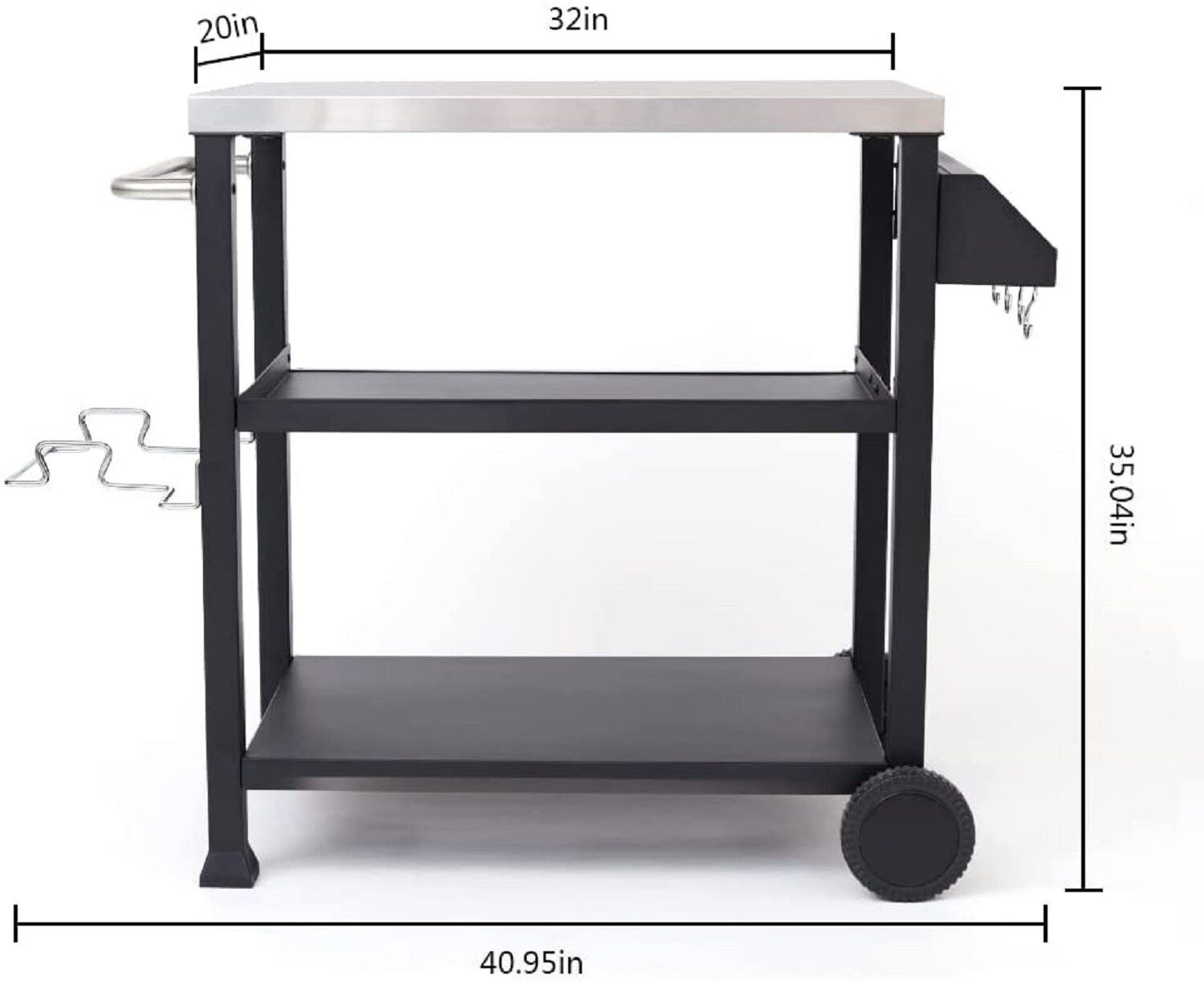 Ninja XSKUNSTAND Outdoor Stand, Woodfire Products, Adjustable Height,  Utensil-Holder, Side Table-Compatible, Weather-Resistant, Black, 26 x 34  x 34