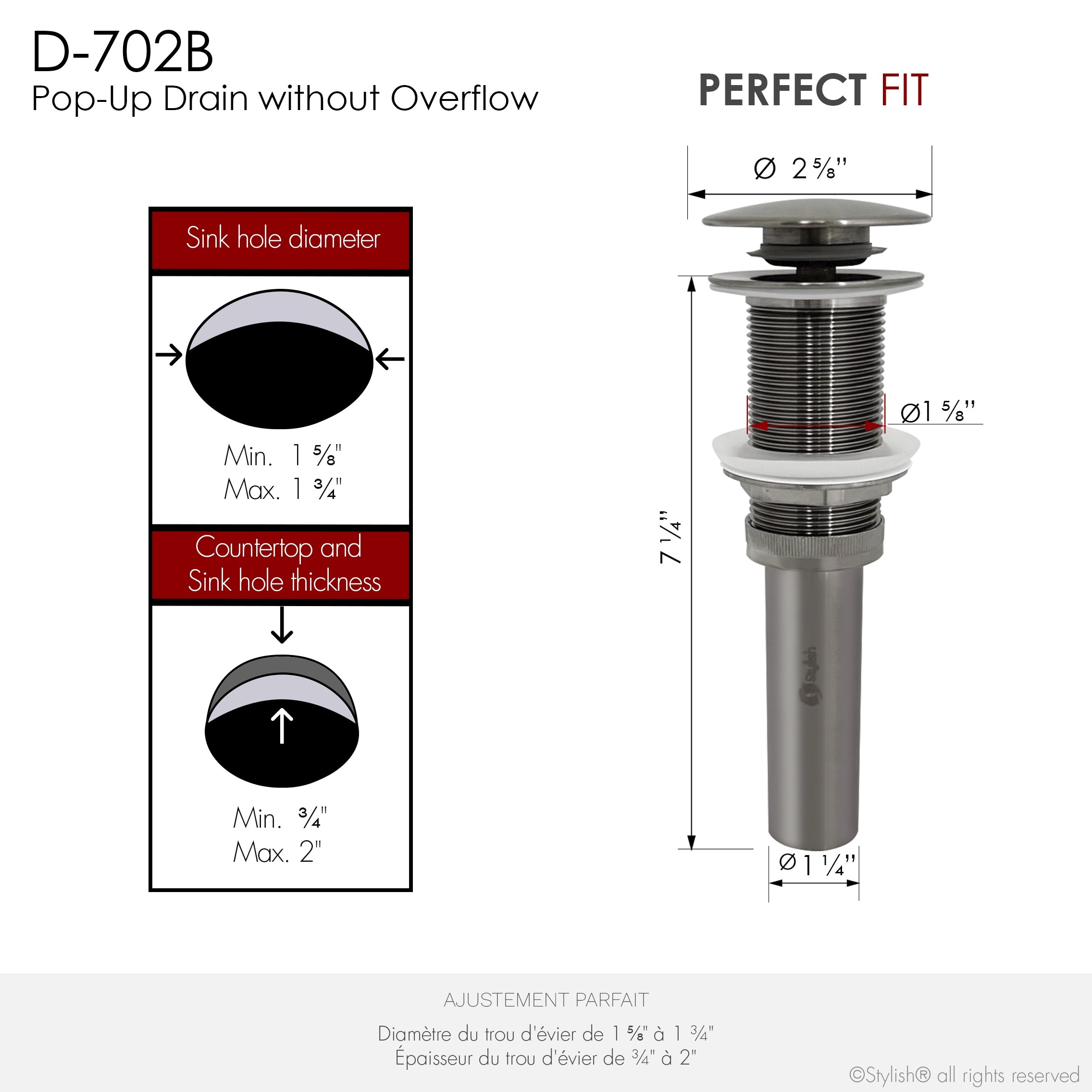 Stylish D-702B Popup-Drains-Accessories - View #4