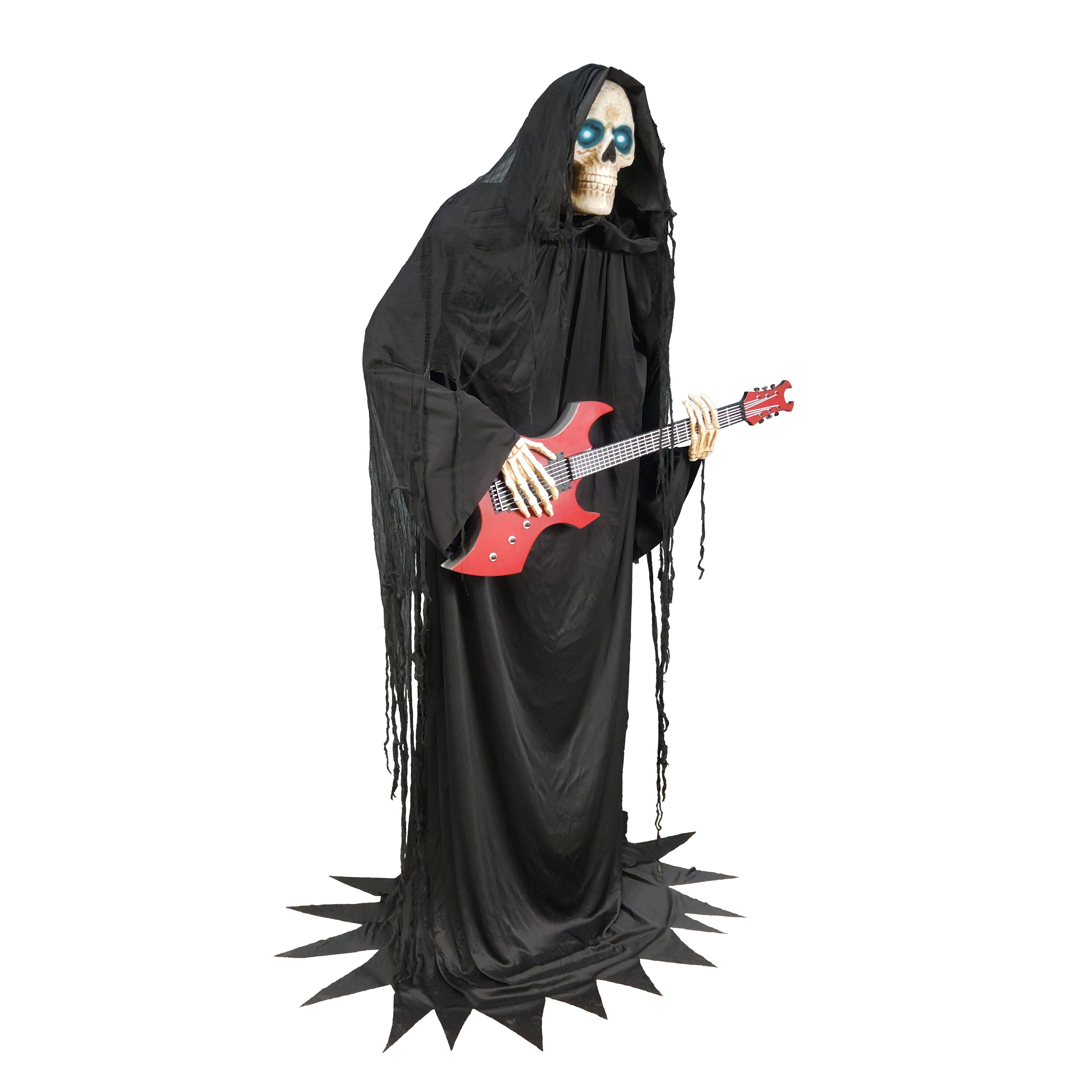 Haunted Living 4-ft Animatronic Bluetooth Reaper with Band Drums at