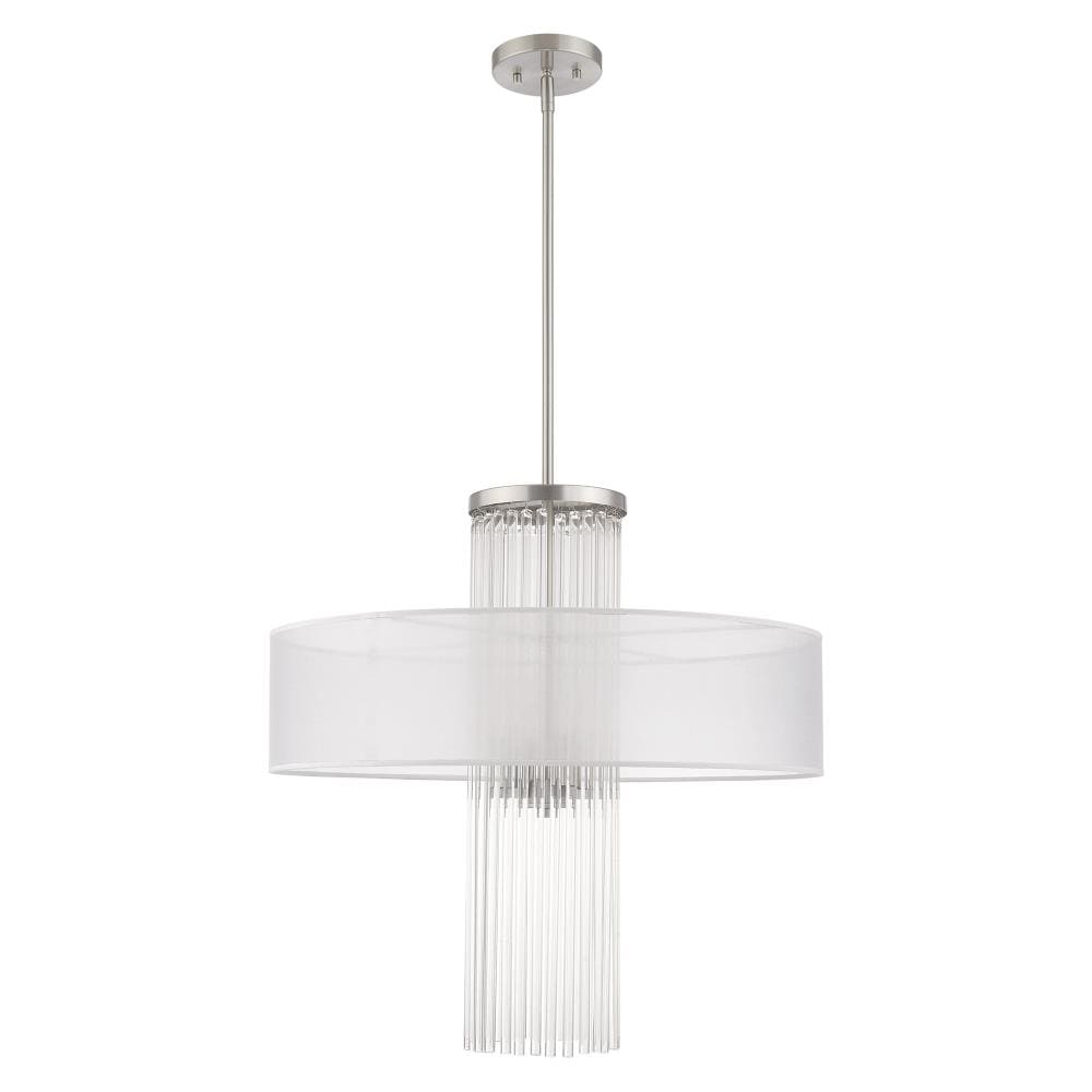 Alexis Elegant 4-Light Brushed Nickel Pendant with Crystal Rods