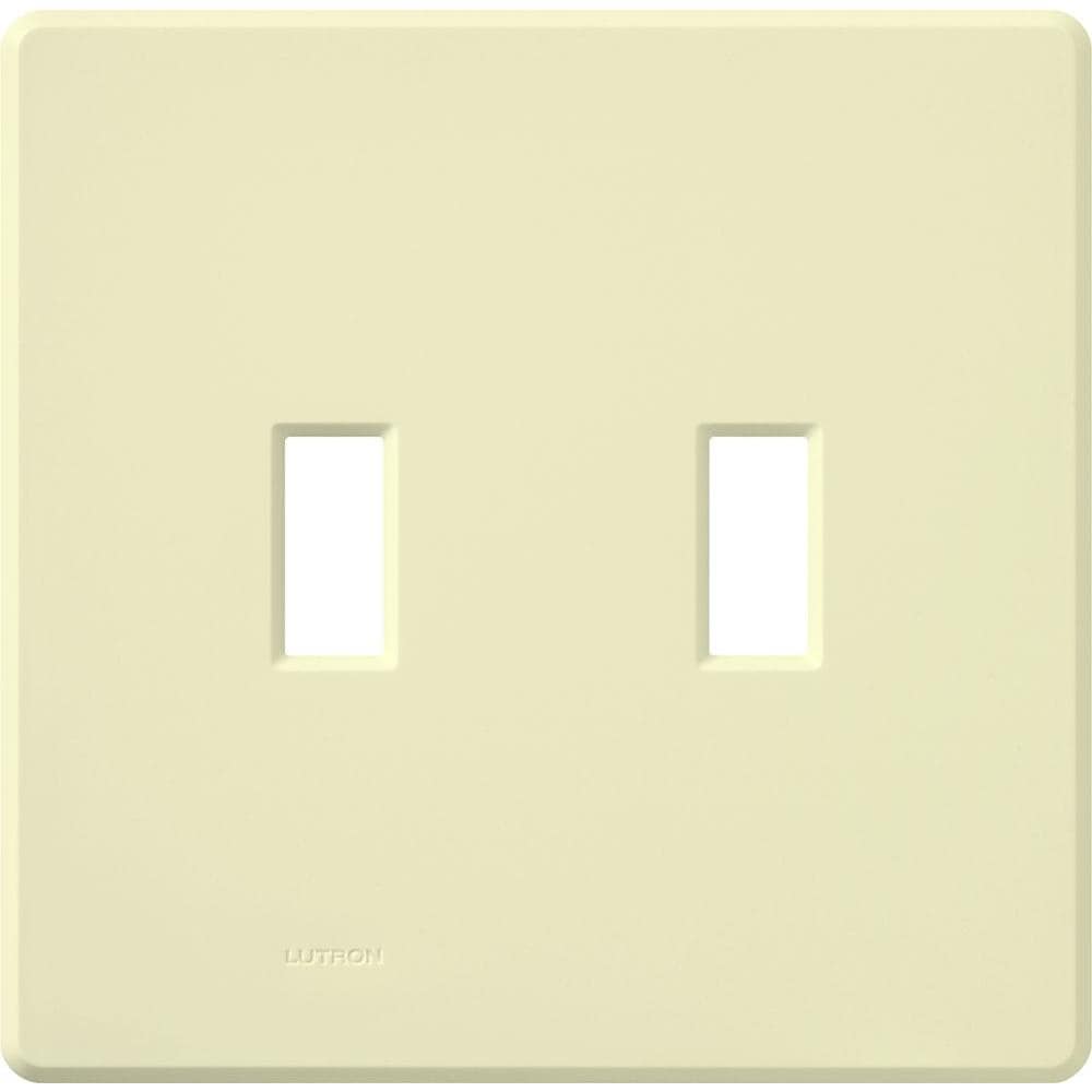 Lutron FG-2-AL Fassada 2 -Gang Standard Size Gloss Almond Plastic Indoor Screwless Toggle Wall Plate