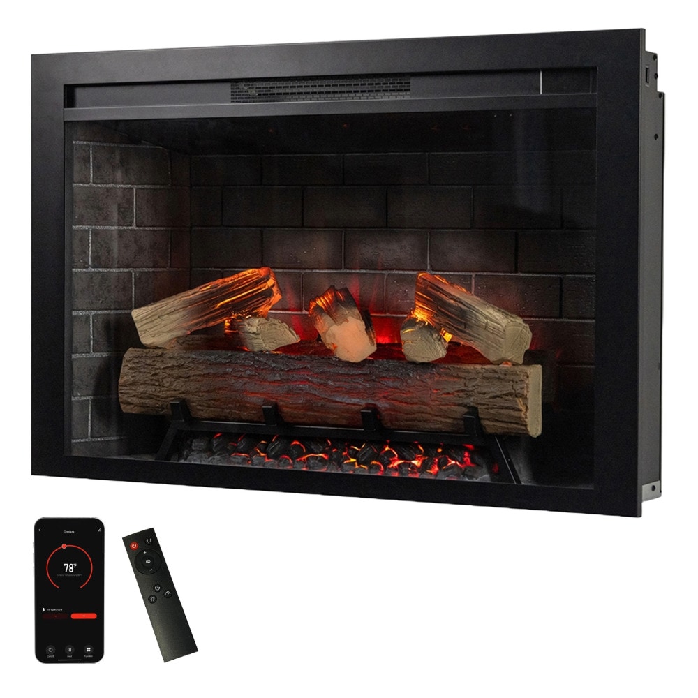 Modern Ember 35.7-in W x 25.3-in H Uptown Brick Smart Wi-Fi Enabled Electric Fireplace Insert
