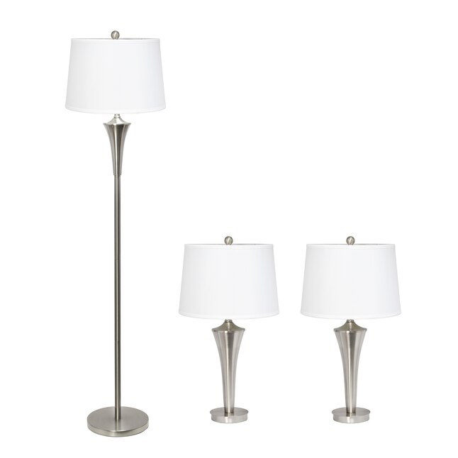 Elegant Designs Tapered 3 Pack Lamp Set, Black Table And Floor Lamp Set