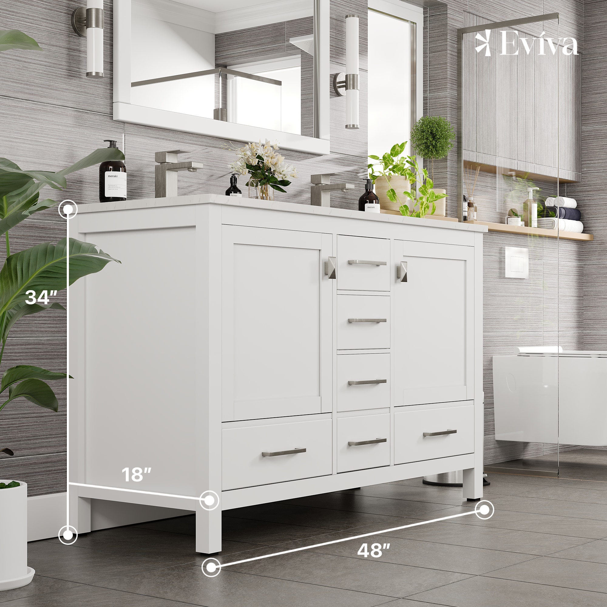 Eviva TVN414-48X18WH-DS-Q Bath-Vanity-Combo - View #2