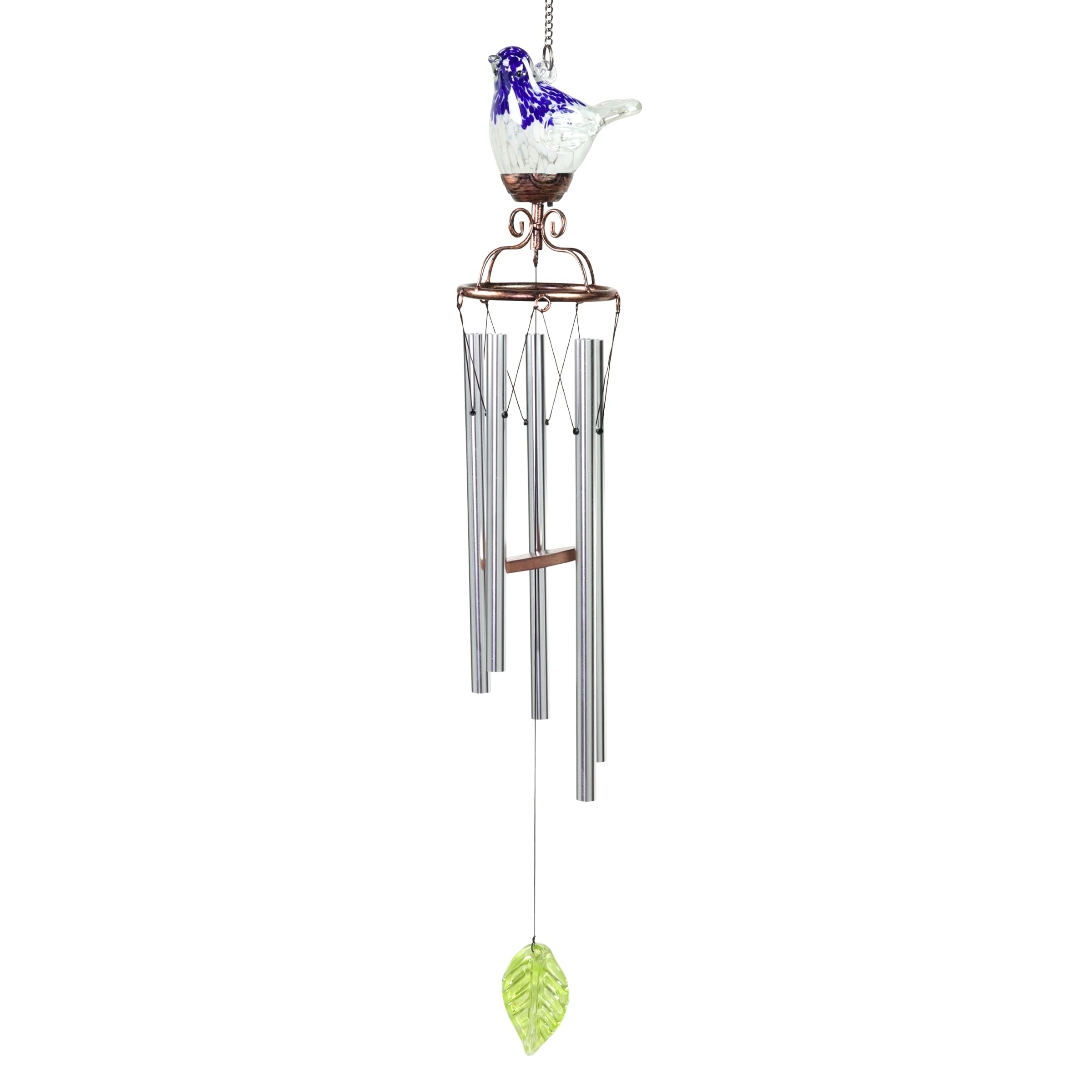 Exhart 79870-L 44.02-in Blue Metal Solar Wind Chime