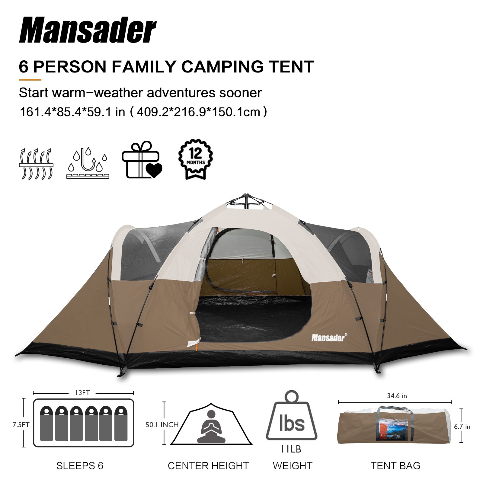 GARSING MAN-AUTODO-6P-BROWN tents - View #2