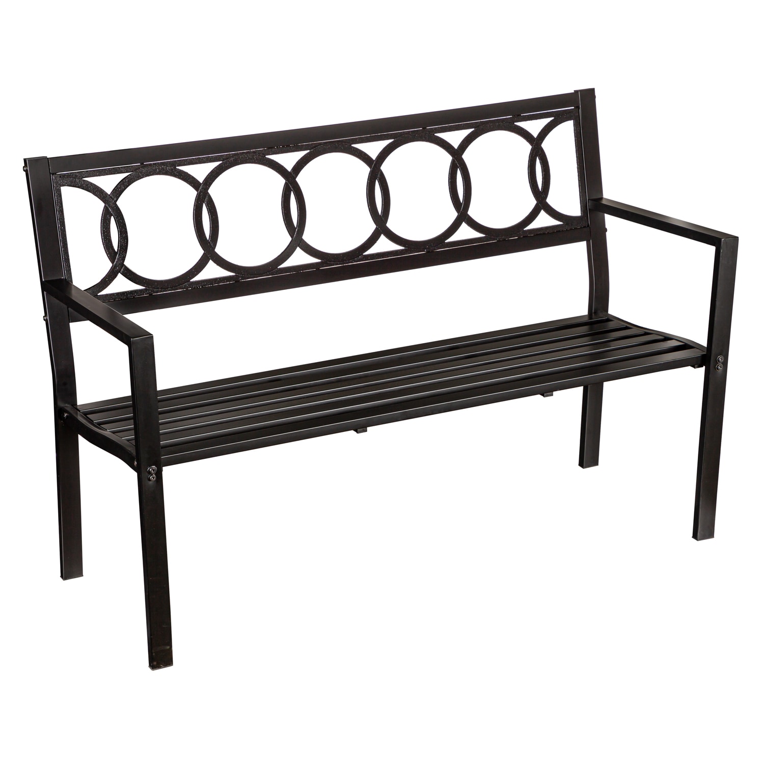 Evergreen 8MB208 48-Inches W x 34-Inches H Black Steel Garden Bench