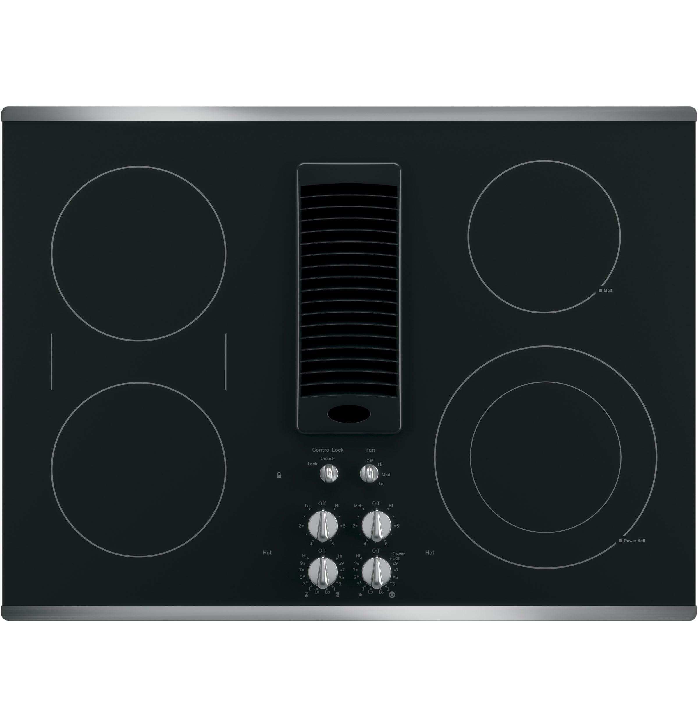 GE Professional 30-in 5 Elements Smooth Surface Electric Cooktop with  Downdraft Exhaust at