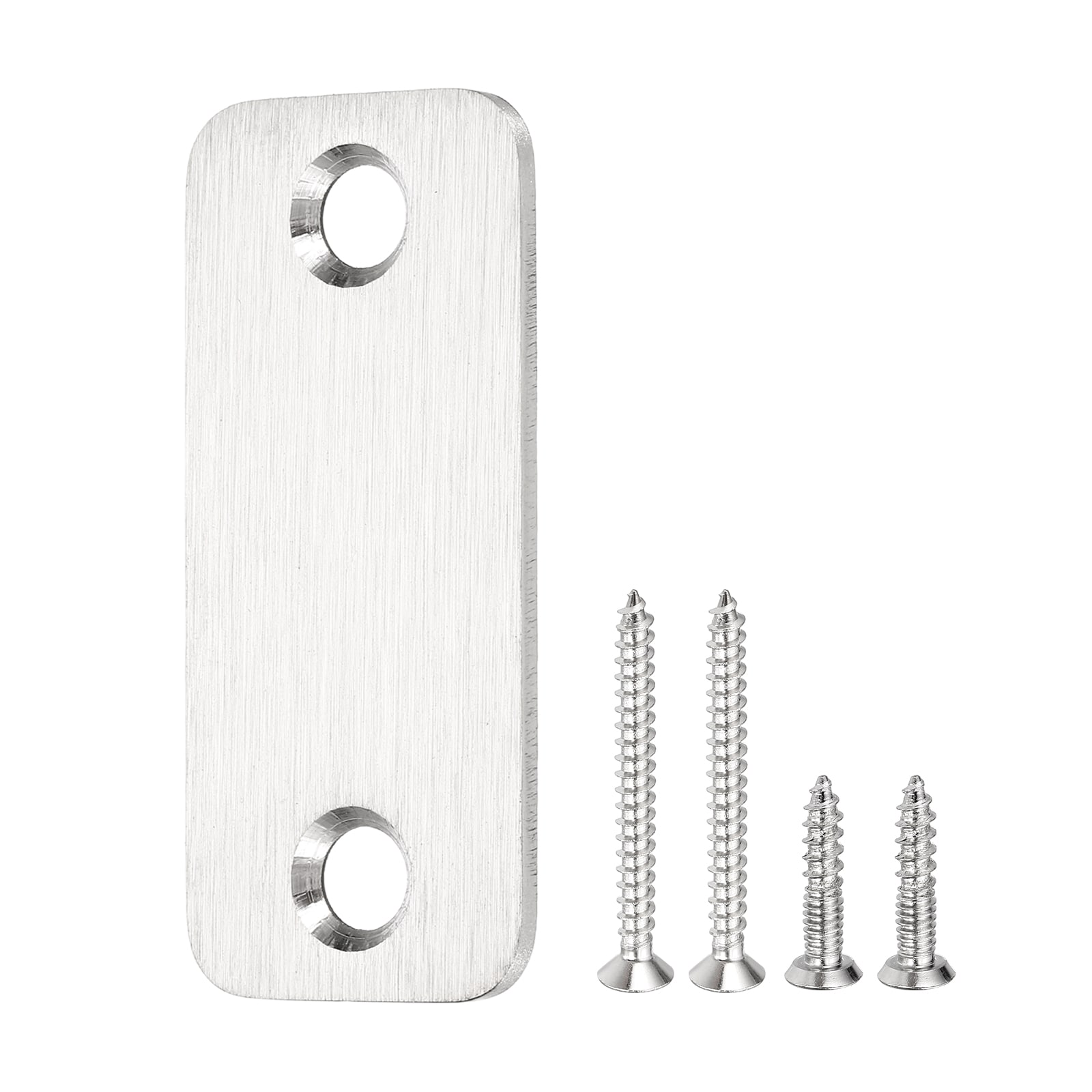 PATIKIL 1pcs Door Edge Hole Filler Plate 2-1/4inch x 1-1/8inch Stainless Steel Round Corner Deadbolt Cover Plate with 4 Screws for Exterior Doors Locks Silver