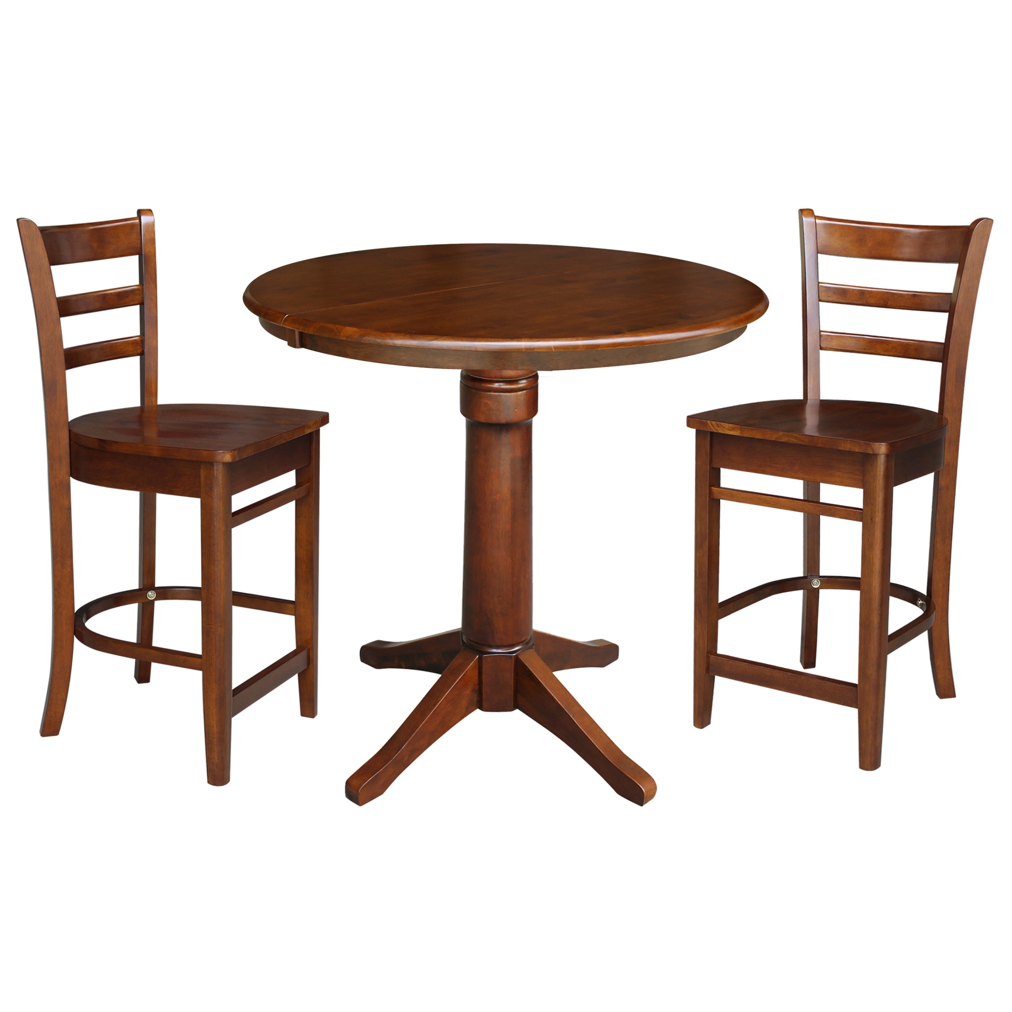 International Concepts K581-36RXT-27-S61722 Espresso Traditional Dining Room Set with Round Table ( Seats 2 )