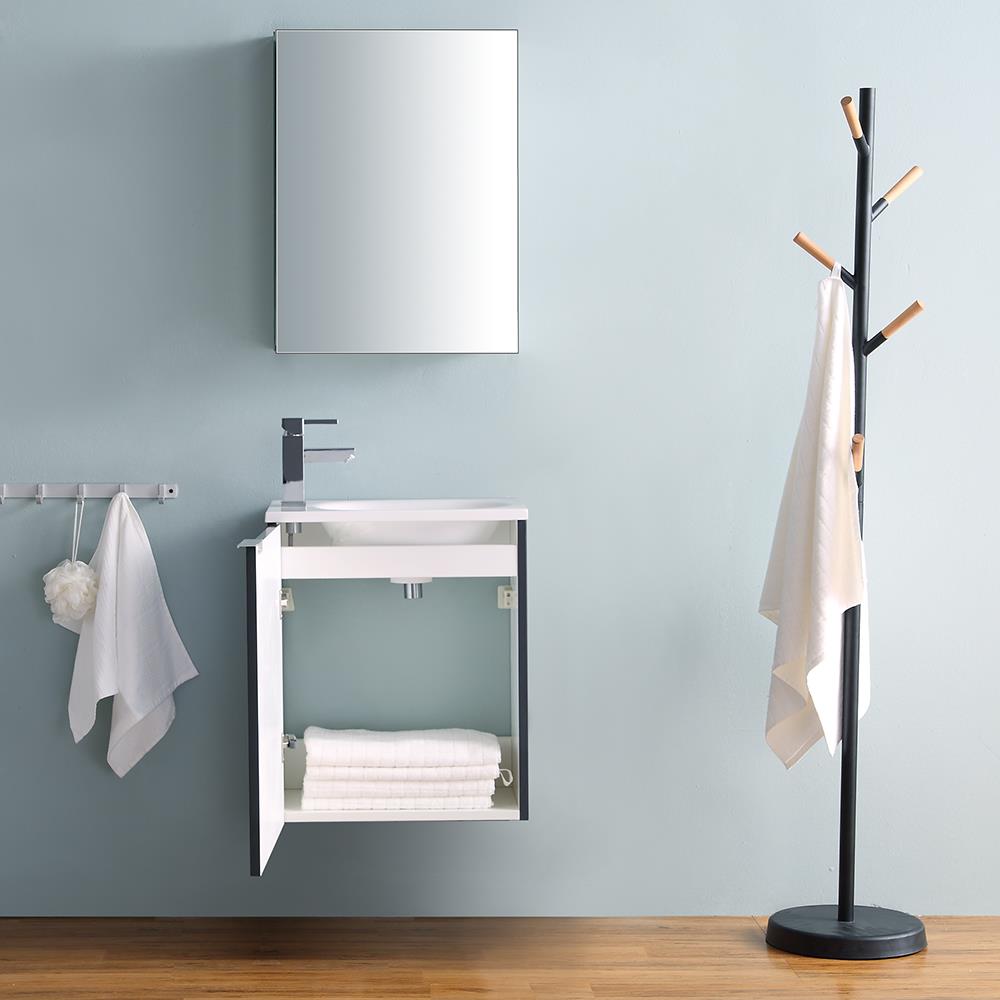 Valencia 20" Glossy Gray Wall-Mounted Vanity Set with Medicine Cabinet