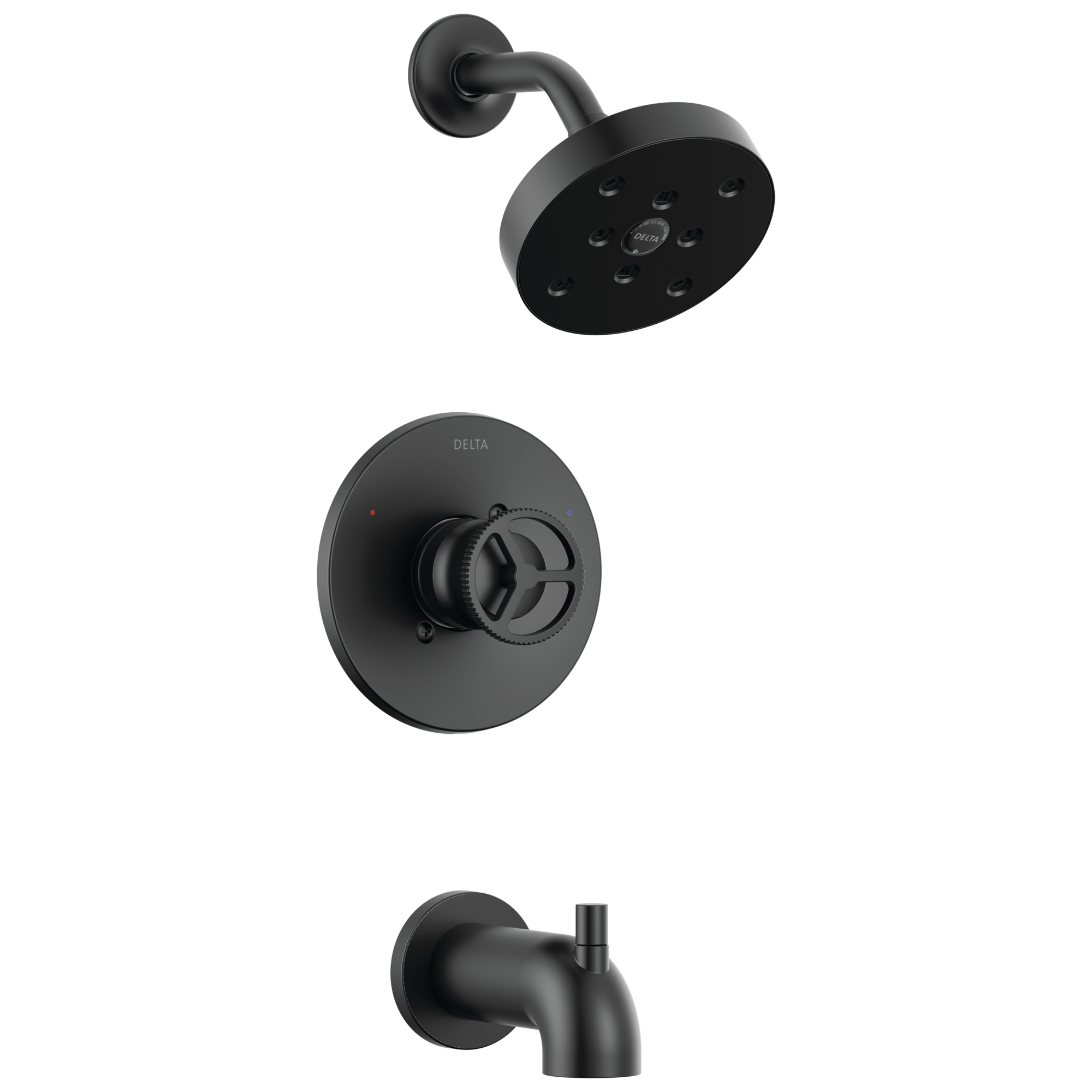 Delta T14458-BL Trinsic Matte Black 1-handle Single Function Round Bathtub and Shower Faucet