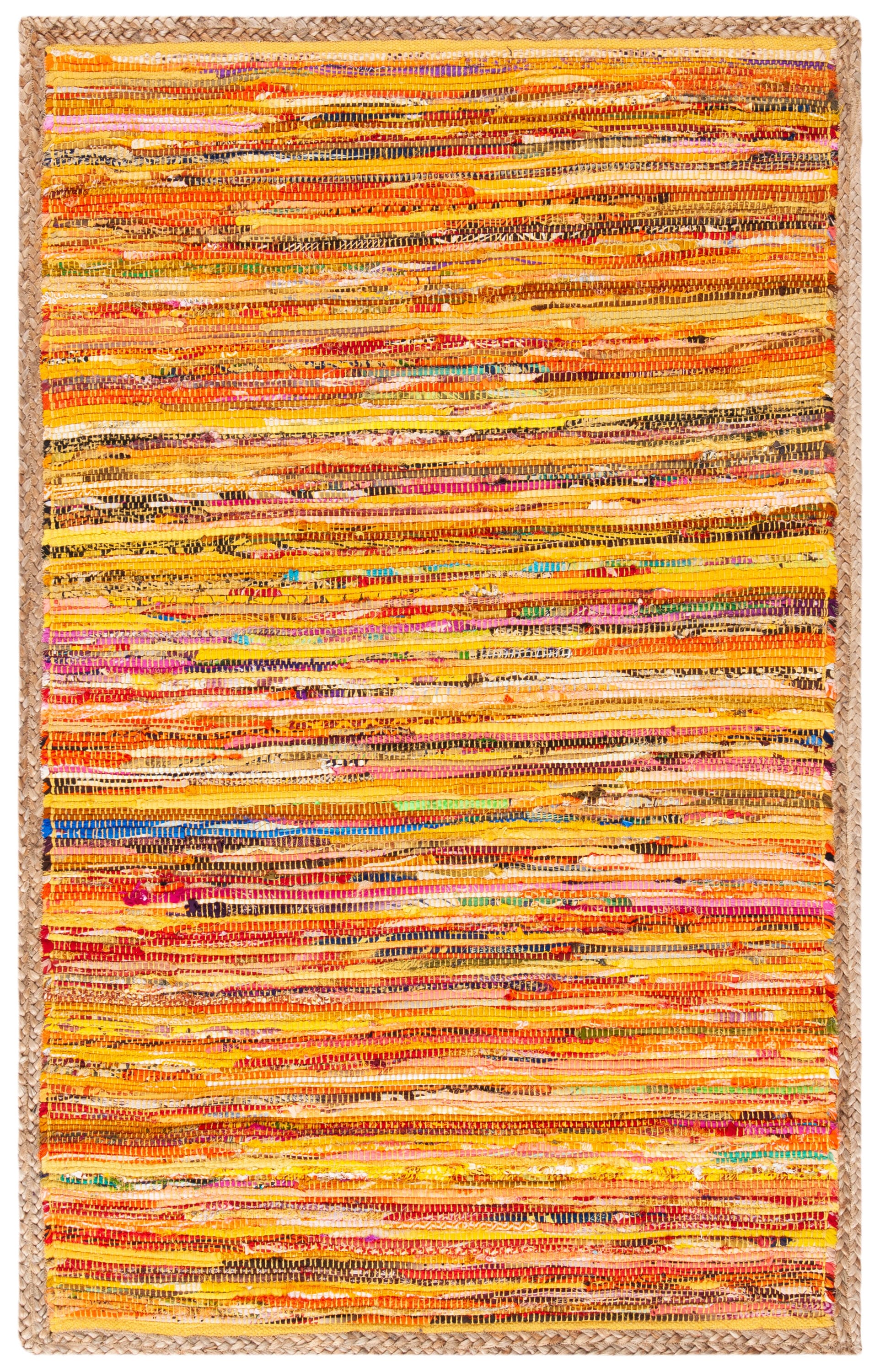 Montauk Gold and Natural Handwoven Cotton Rug 3' x 5'