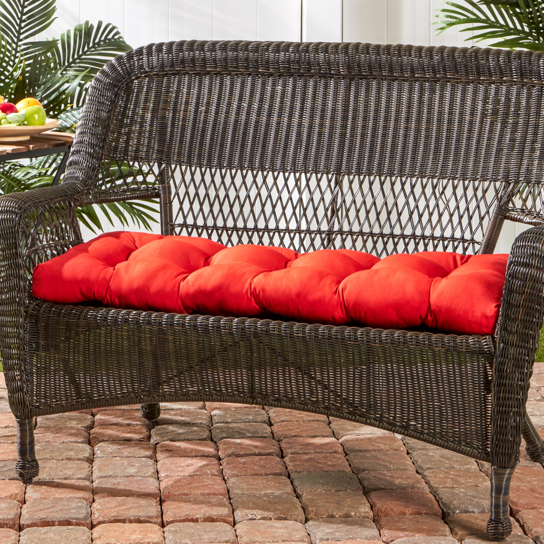 Salsa Red Polyester Outdoor Bench Seat Cushion 44 x 17 Inch