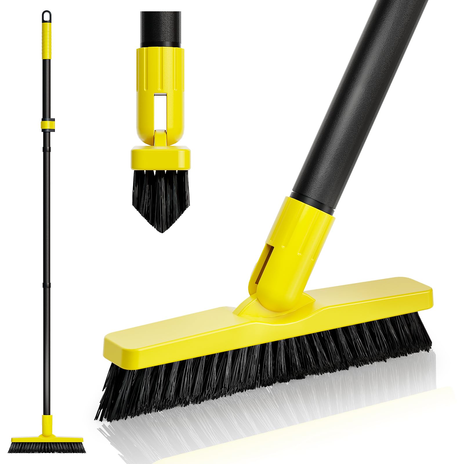KHKFY  Grout Brush with Long Adjustable Handle Telescopic Rotation Tile Grout Cleaning Tool V Shape Shower Scrubber Cleaner Stiff Bristle for