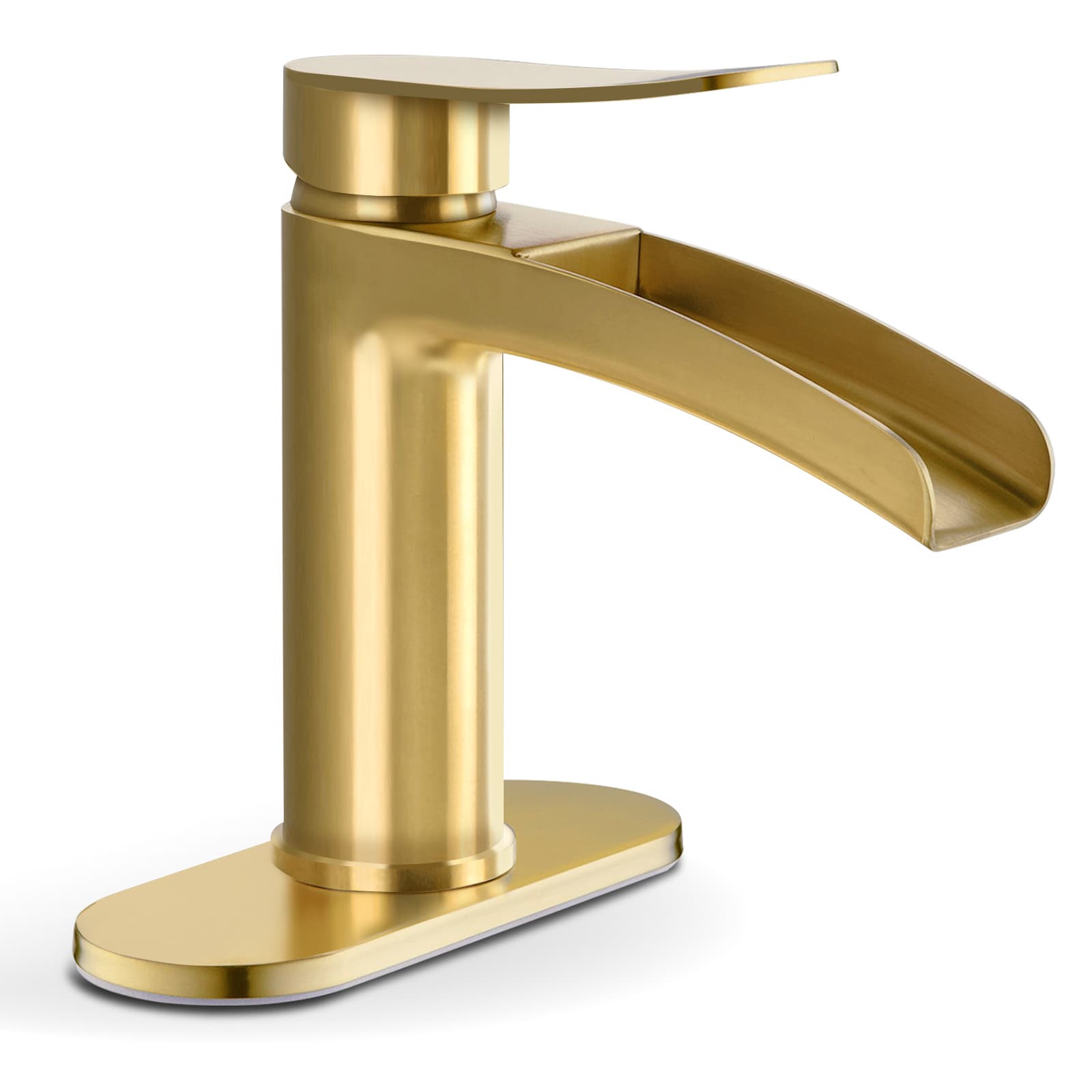 Brushed Gold 4-in centerset 1-handle Bathroom Sink Faucet with Drain and Deck Plate | - Phiestina LSNS-SF-01-BG