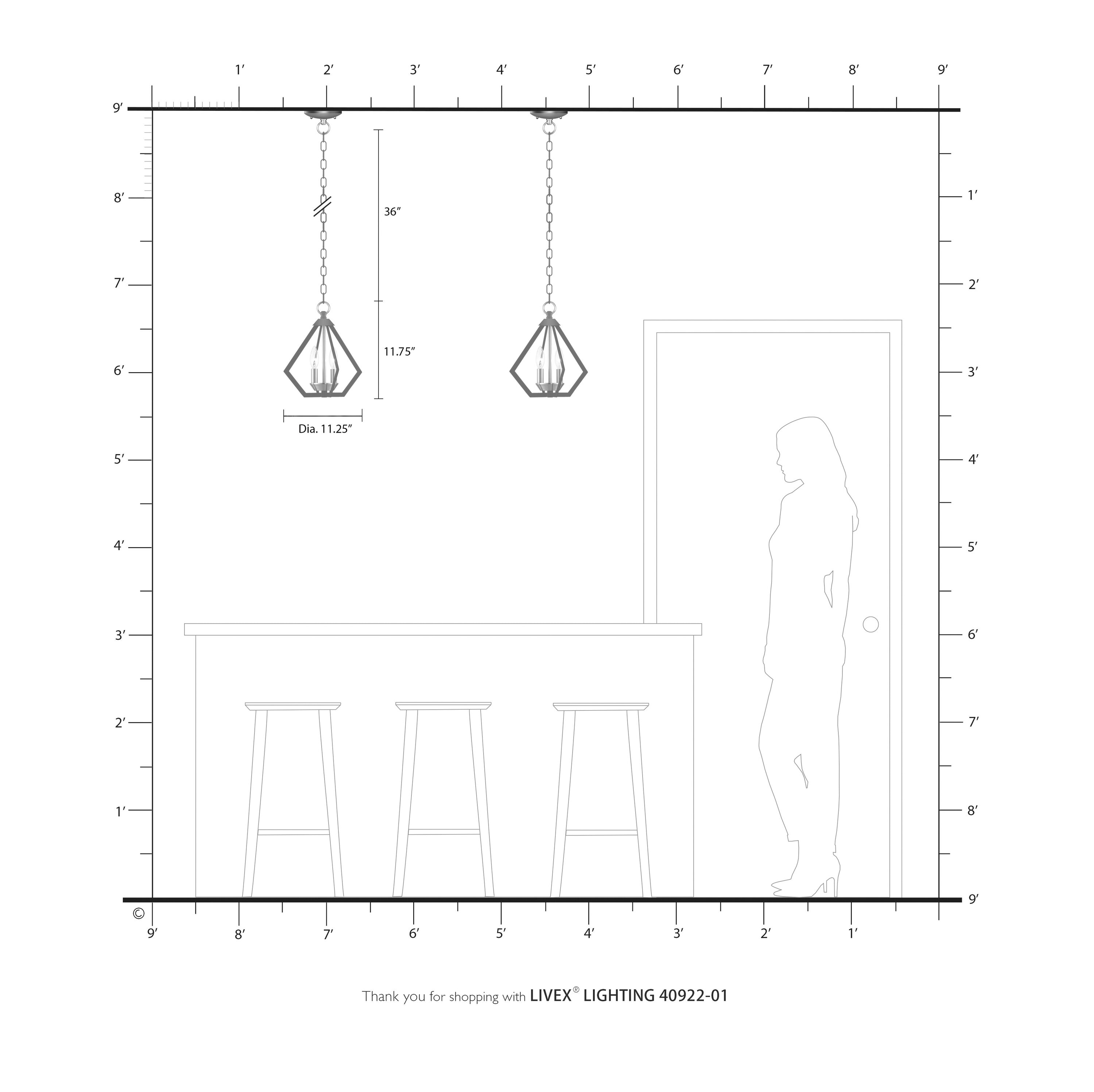 Mini Geometric Brass Pendant Light with Steel Frame
