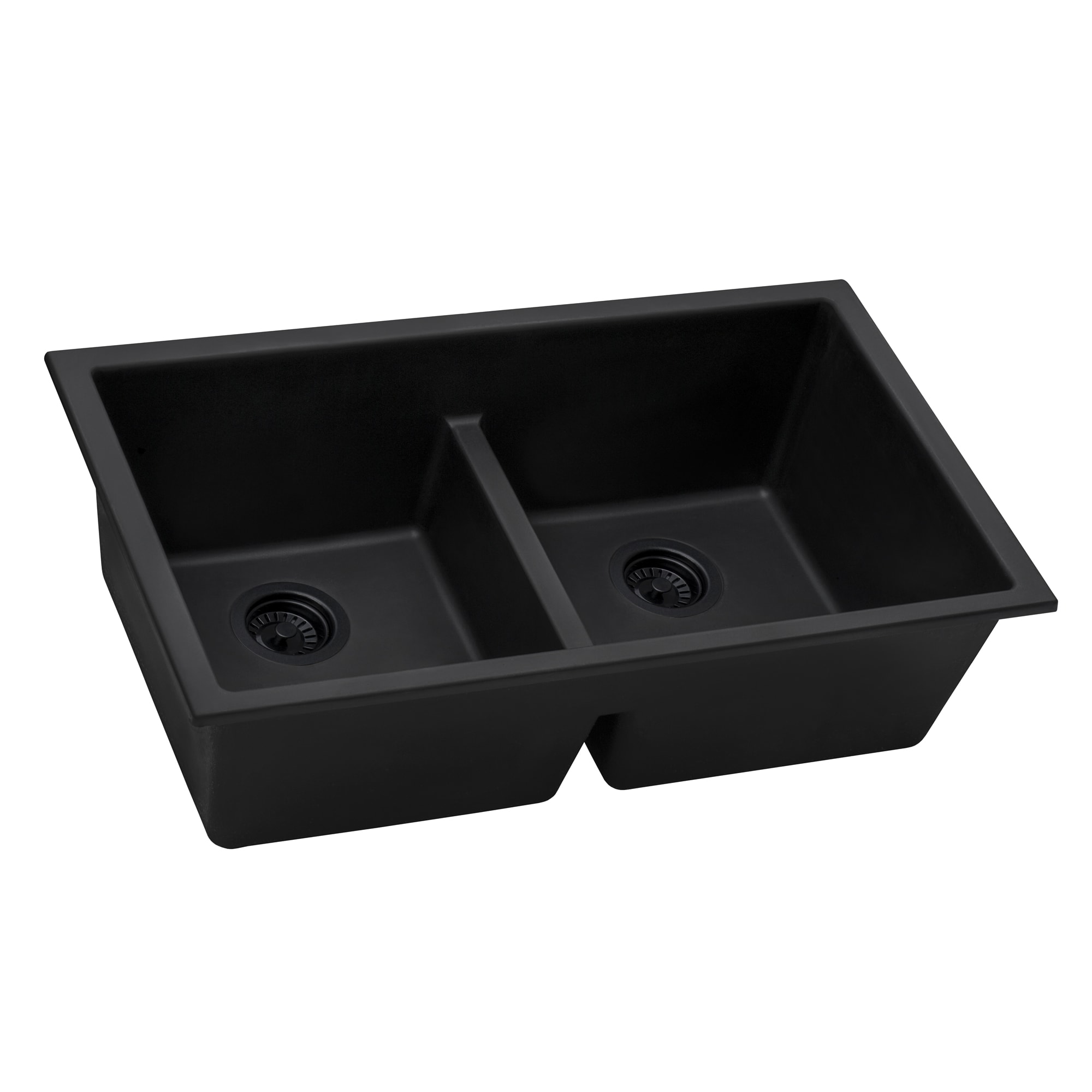 Ruvati epiGranite Undermount 33-in x 18.5-in Midnight Black Granite ...