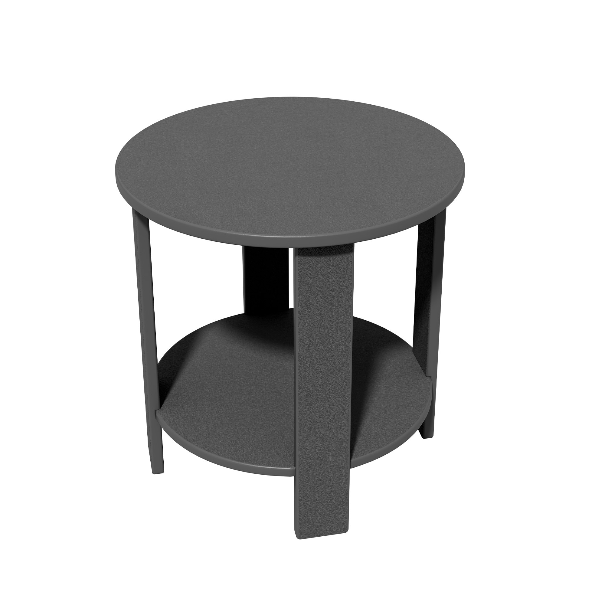 JEAREY - Outdoor HDPE 2-Tier Side Table Round Outdoor End Table 17.7-in W x 17.7-in L
