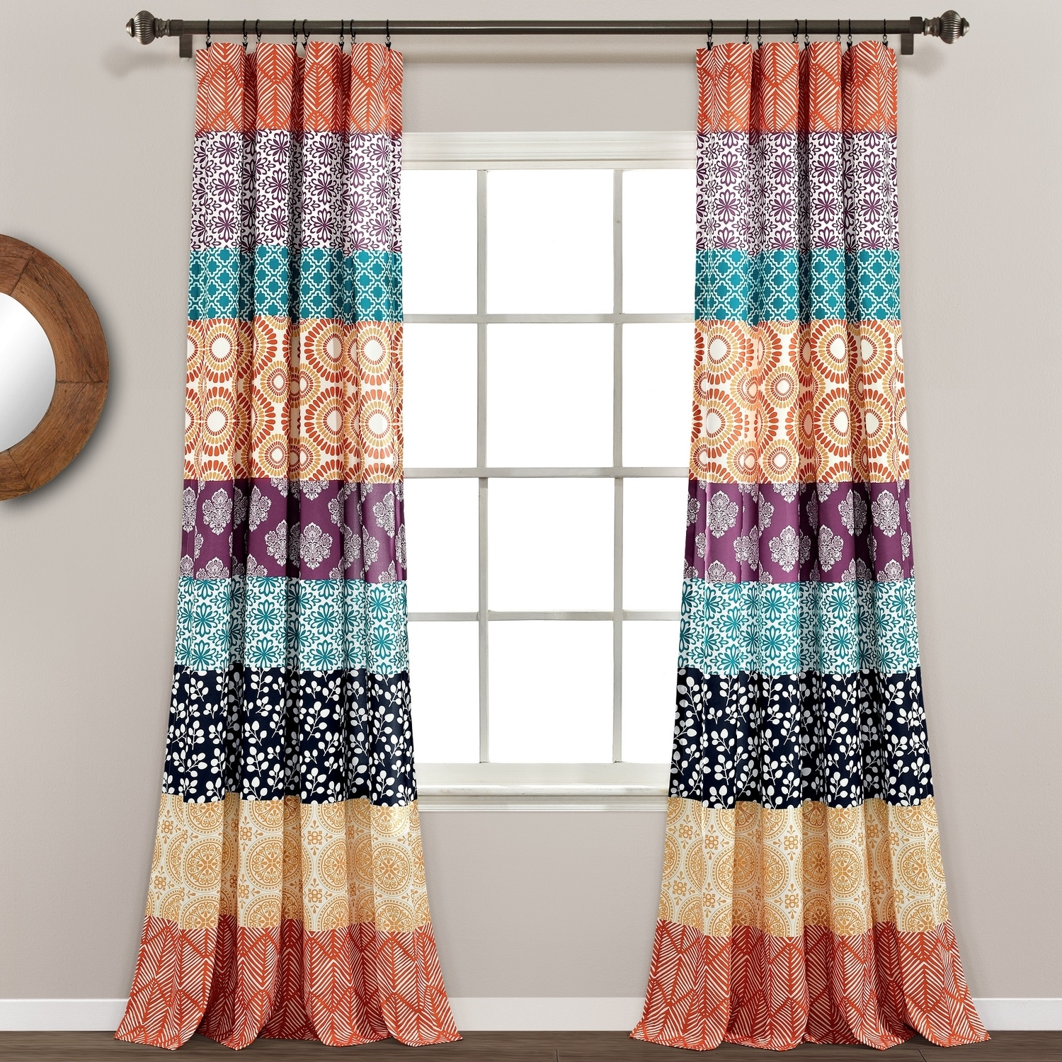 Lush Decor 16T006192 84-Inches Fuchsia Striped Rod pocket Curtain panel pair