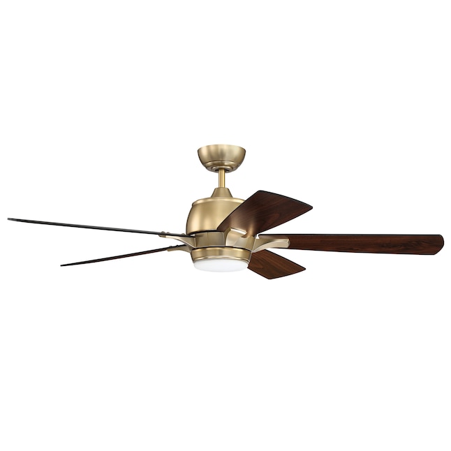 Craftmade Stellar 52 In Satin Brass Led Indoor Ceiling Fan With Light Remote 5 Blade The Fans Department At Com - Antique Brass Ceiling Fans With Light And Remote