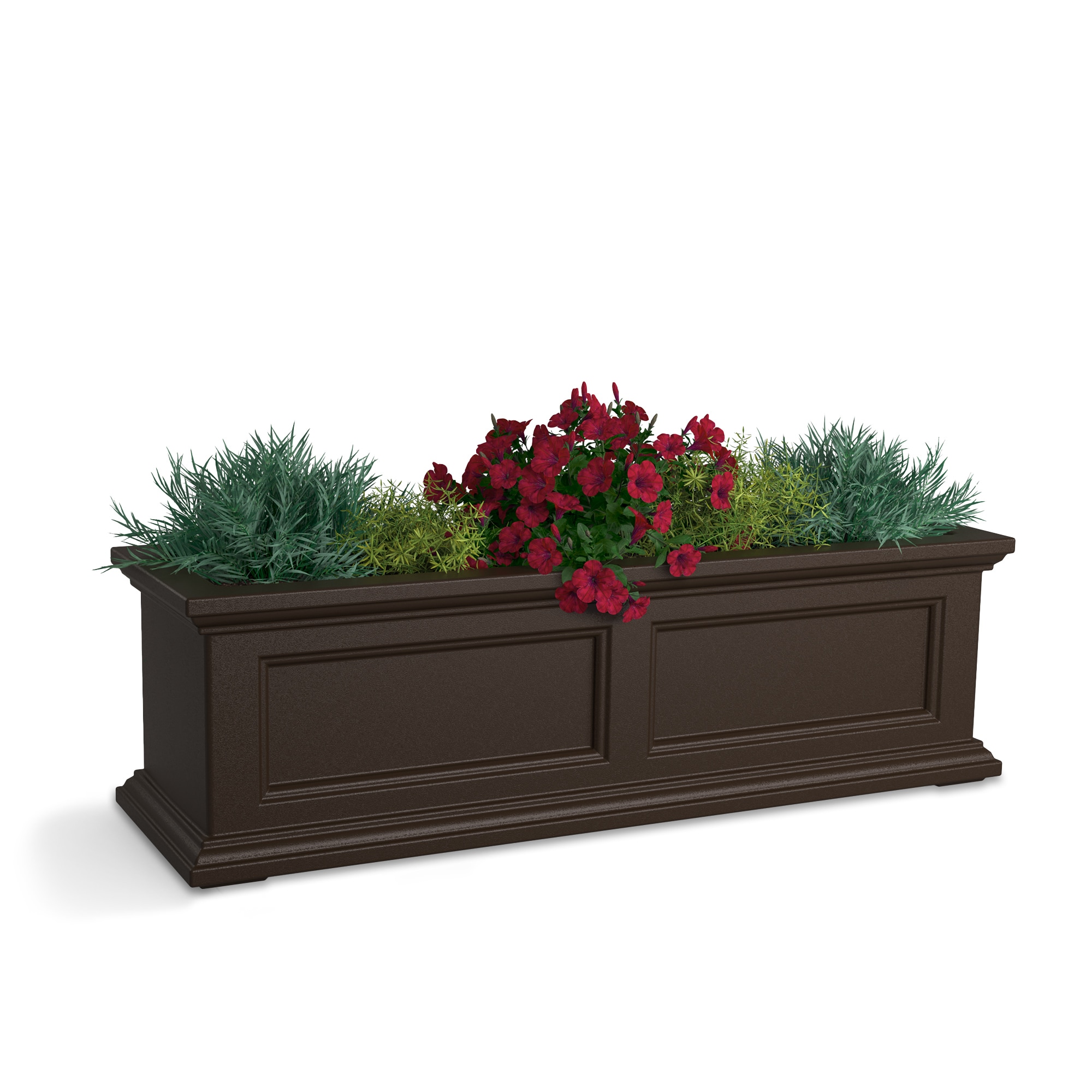 Mayne 5822-ES Rectangle 36-in W Large Brown Plastic Outdoor Window box with Drainage Holes with Self Watering
