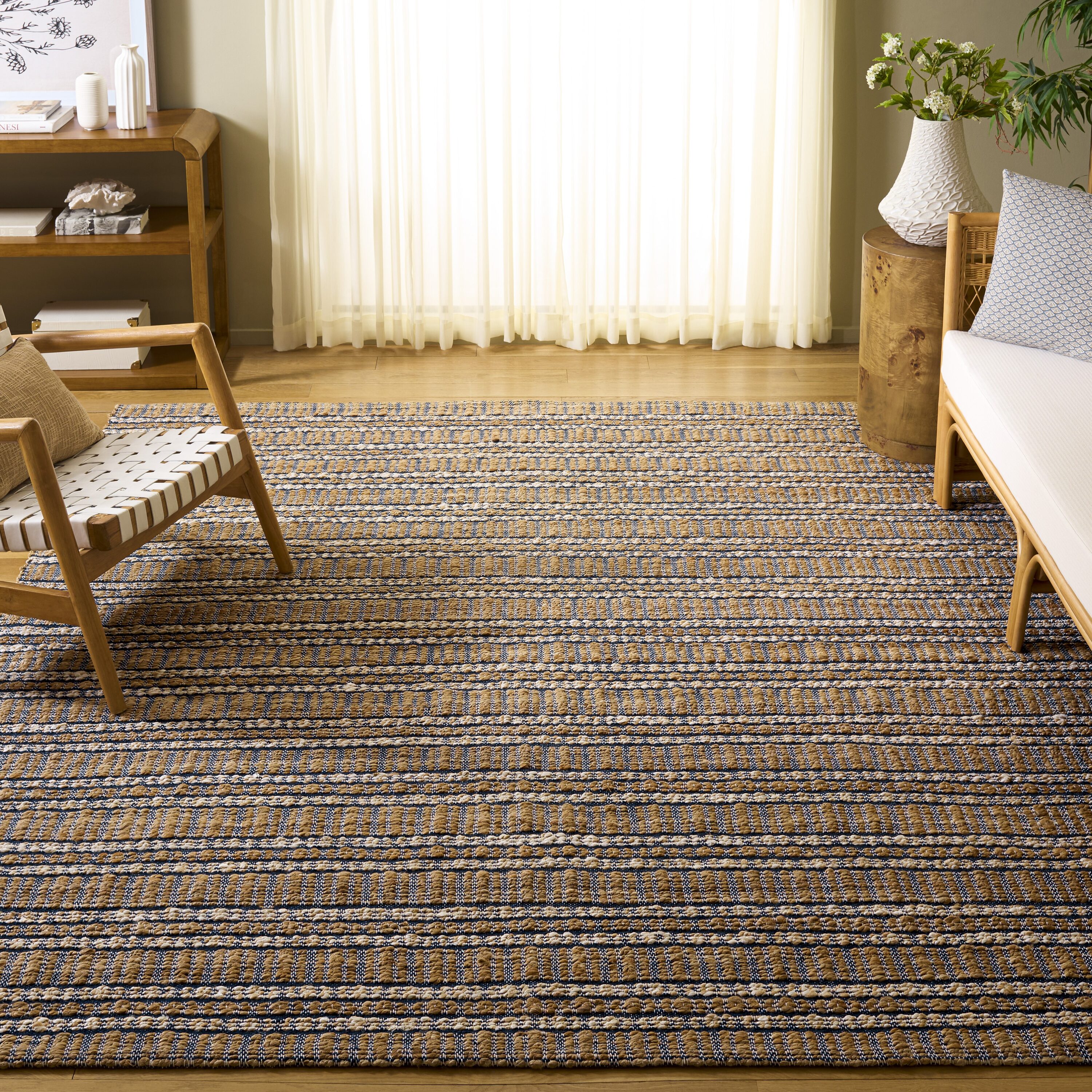 Natural Fiber 651N Navy Natural 8in x 10in Rug