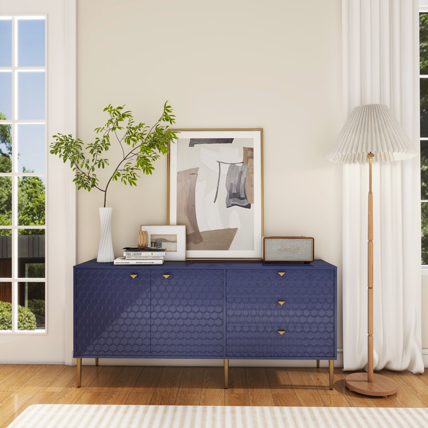 Mondawe MO-JH-018-MO Contemporary/Modern Blue Sideboard