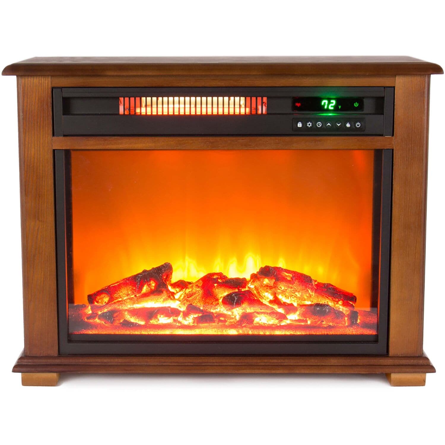 Lifesmart 28.5-in W Brown TV Stand with Infrared Quartz Electric Fireplace FP2042 Sansujyuku sansujyuku.com