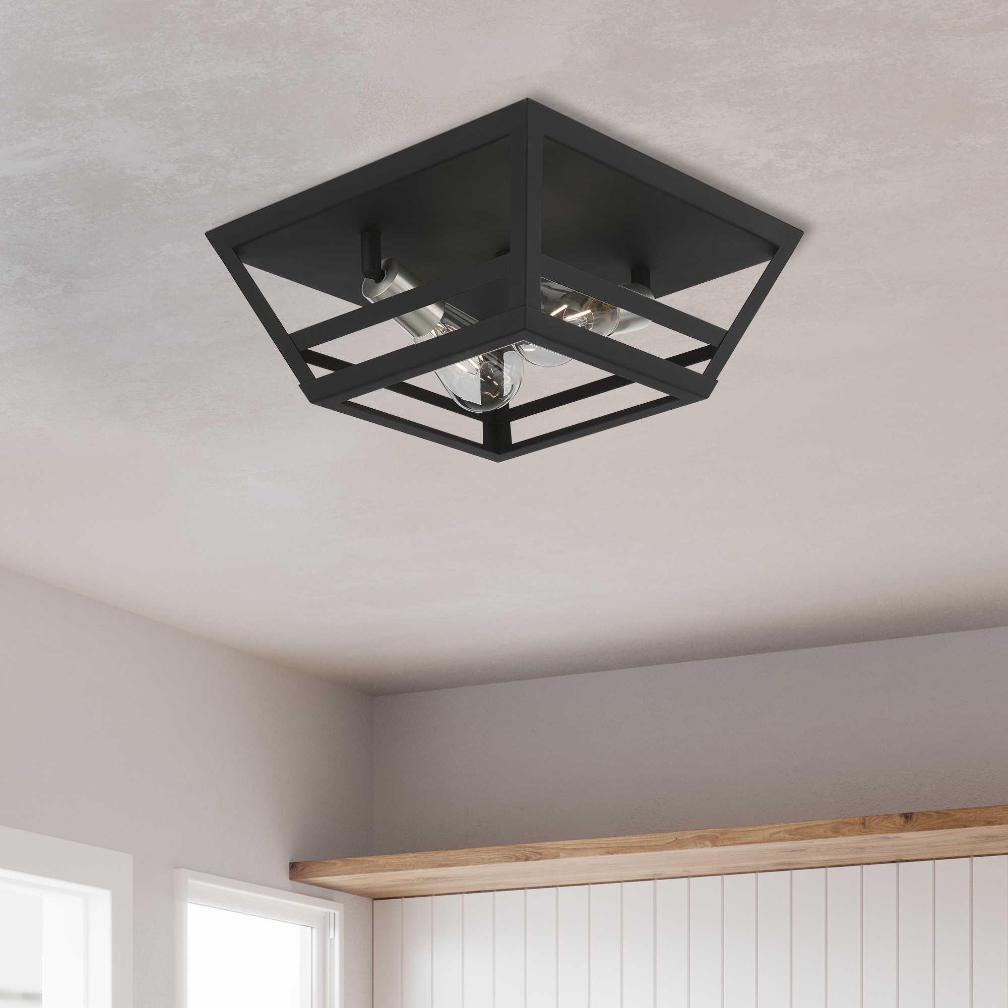 Schofield Transitional 2-Light Flush Mount in Black & Brushed Nickel