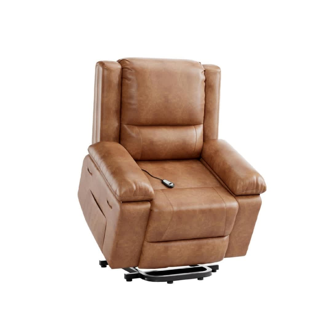 Qeetex KL-PHO-334H5G16 Power Lift Recliner Chair Massage Heat Functions Adjustable Back Leg Rest 135 Degree Recline Wide Seat Faux Leather Comfort Seating for Living Room