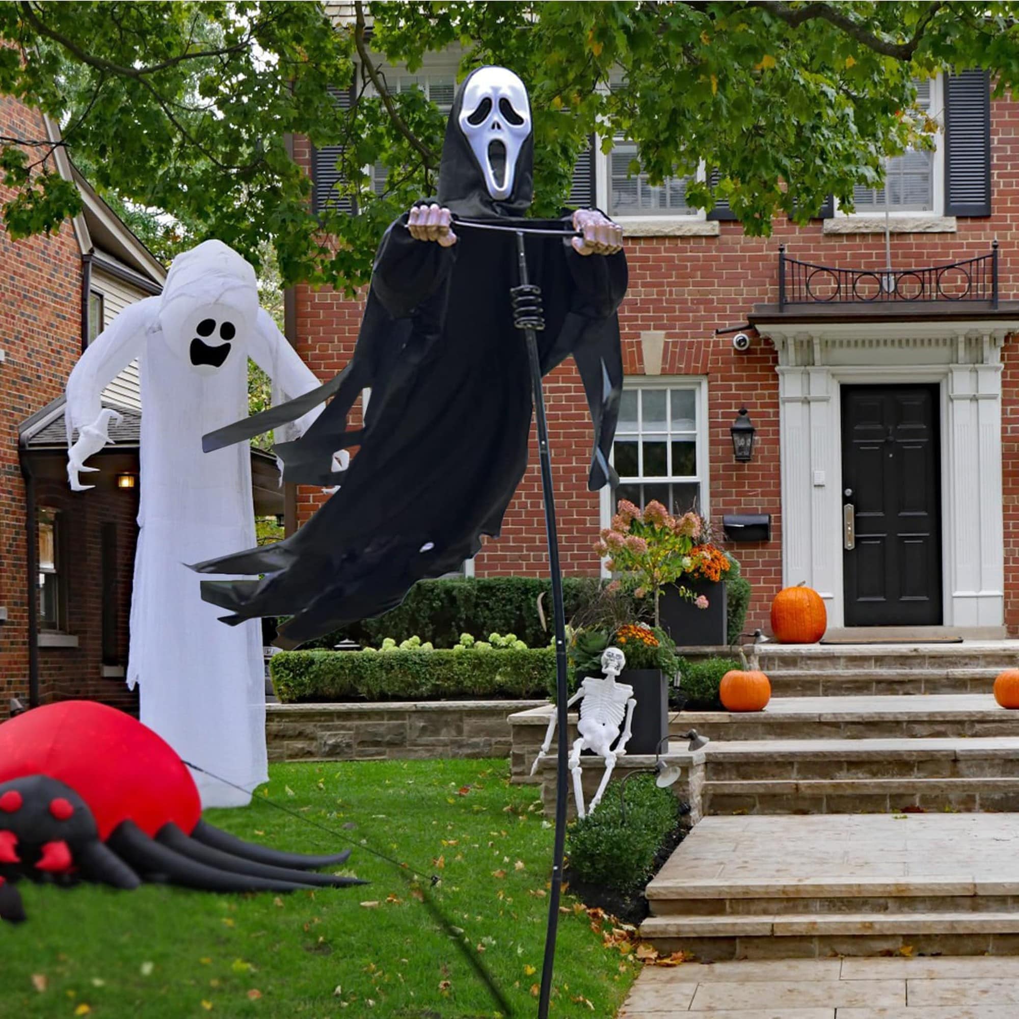 Numhew 102 in Tall Rotatable Black Scarecrow Ghost Halloween Yard Decoration